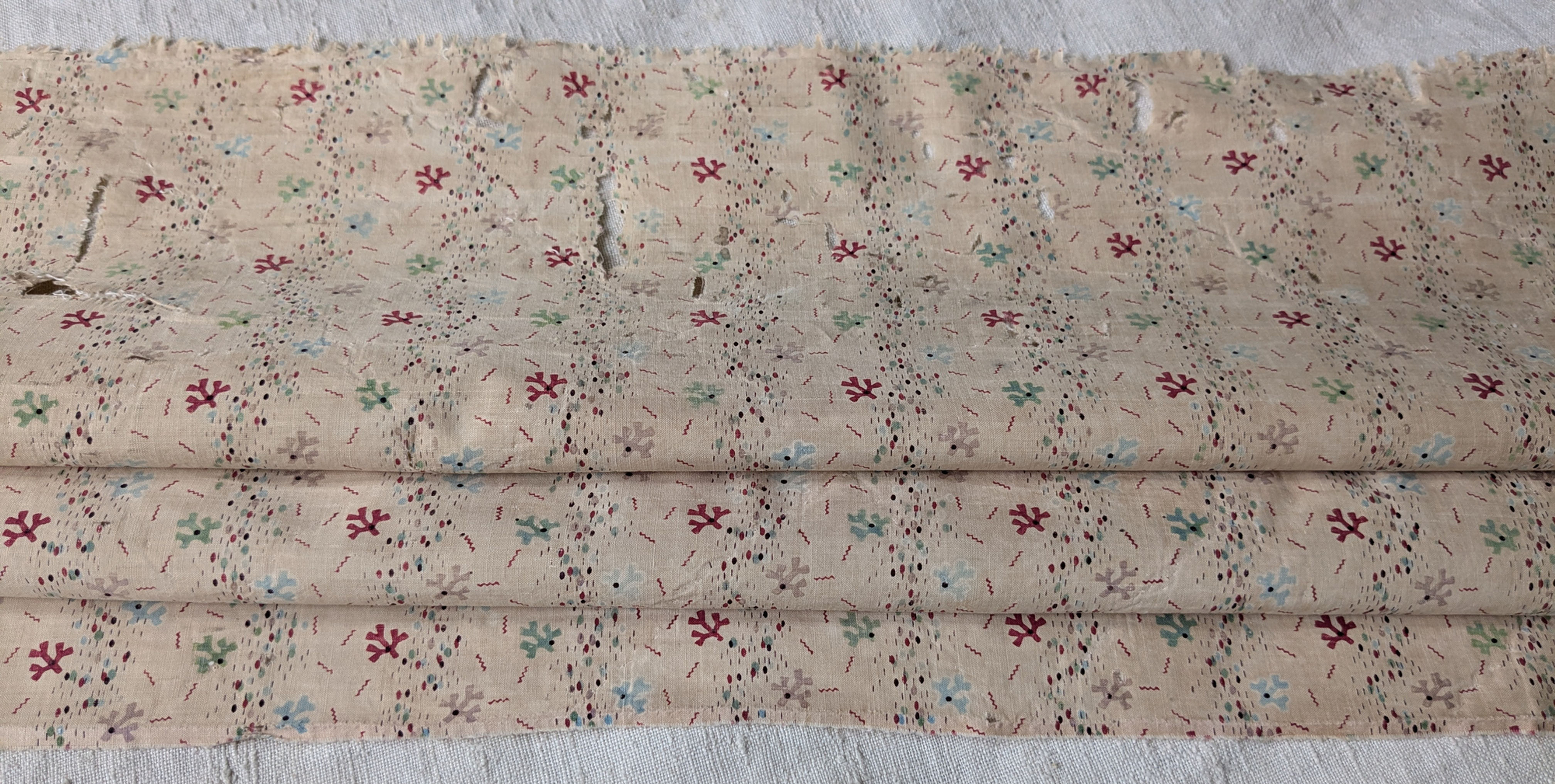 A 19th Century French Cotton Roll/Block Print Fabric