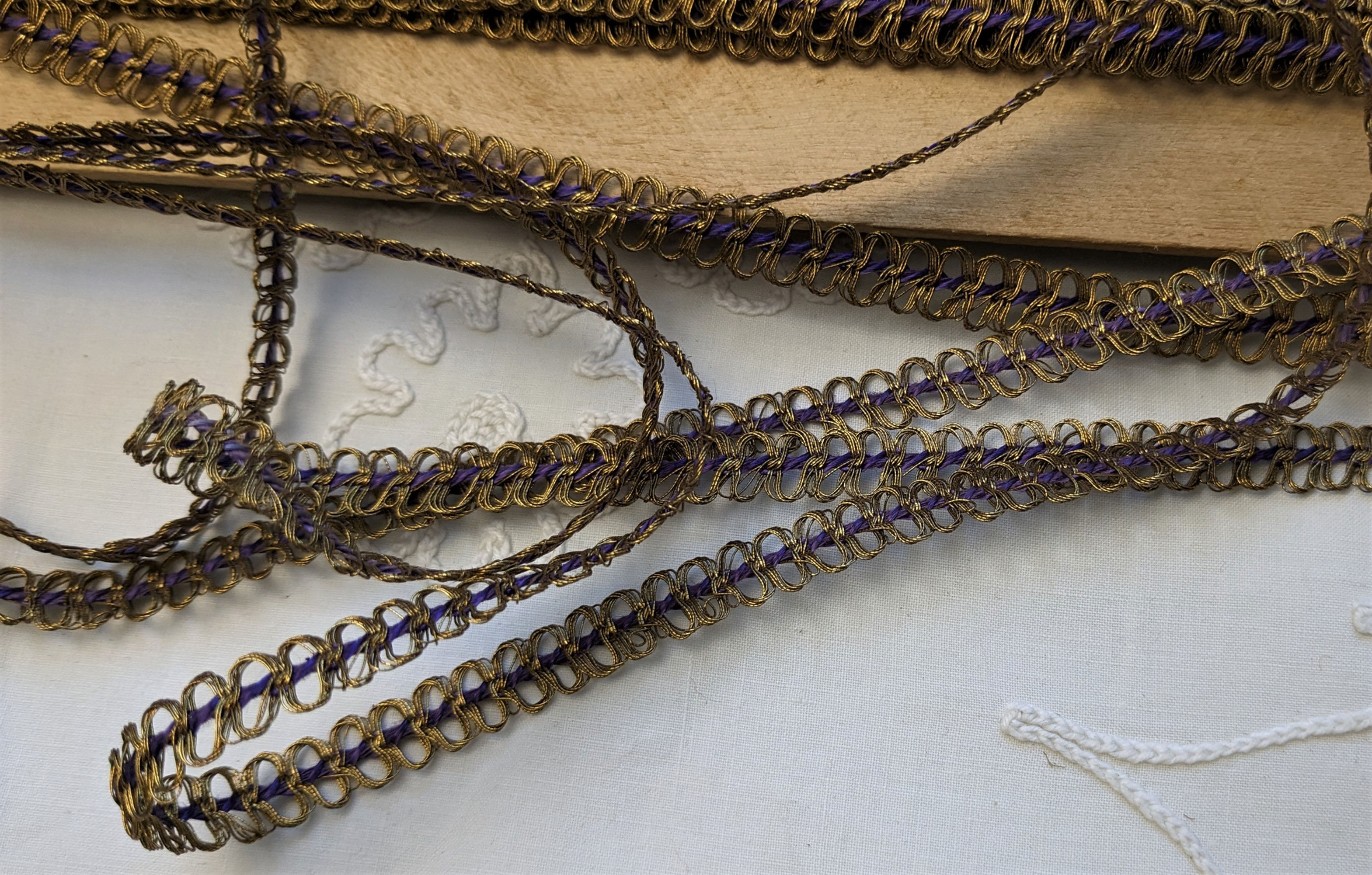 Antique Gold Metal & Royal Silk Thread Trim French