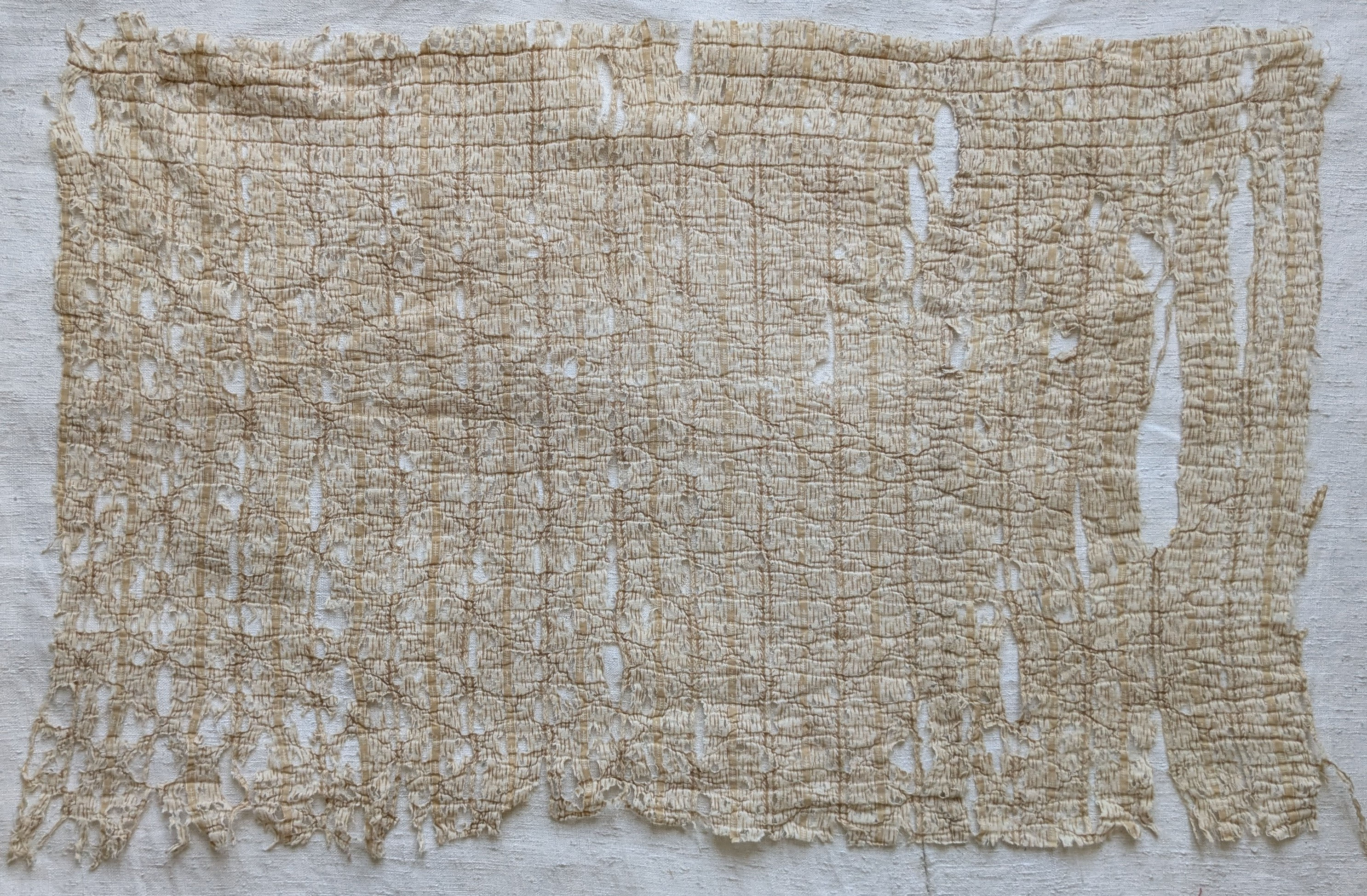 Highly Distressed 19th Century French Cotton Print Fabric
