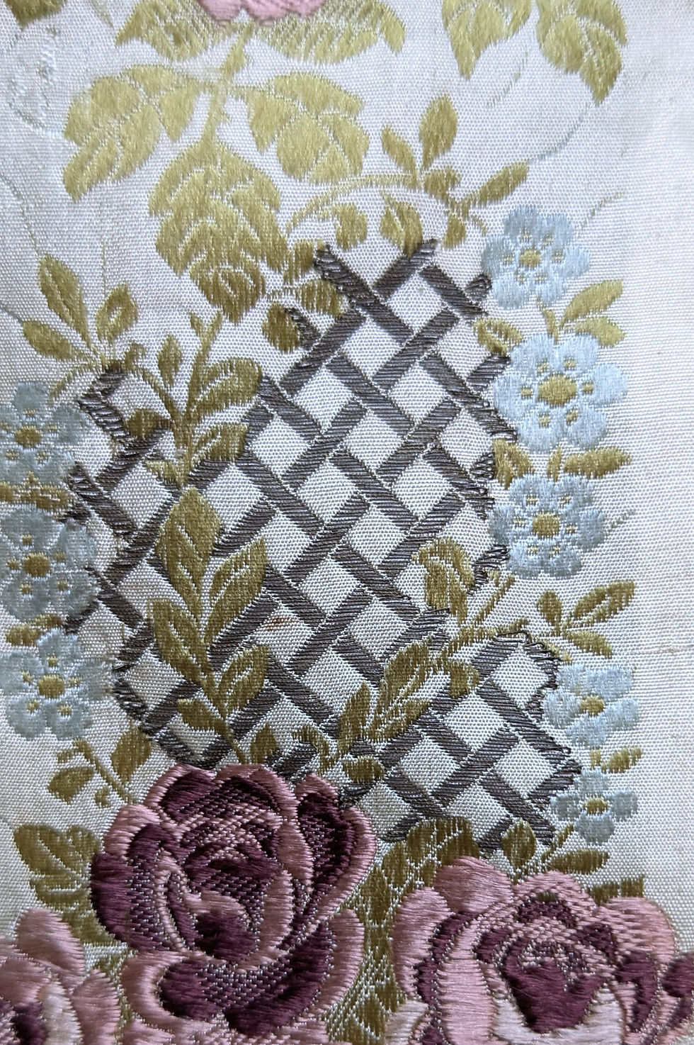 Thumbnail: Smal But Beautiful. Antique Silk French Ribbon w/Metallic Accents