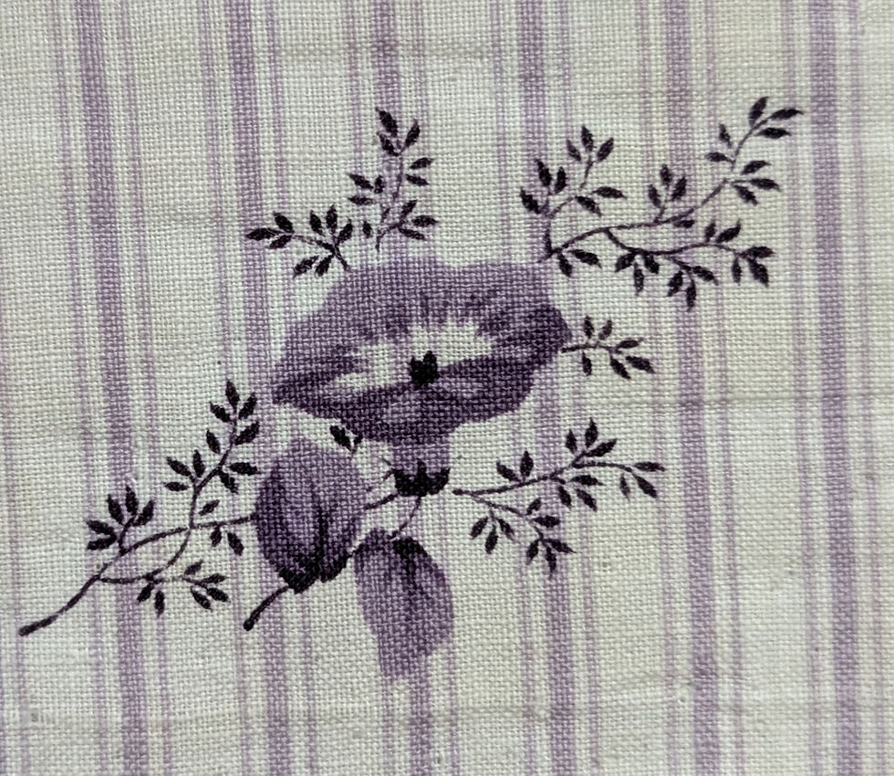 Thumbnail: A 19th Century French Cotton Print Fabric Morning Glory Shades Lavender