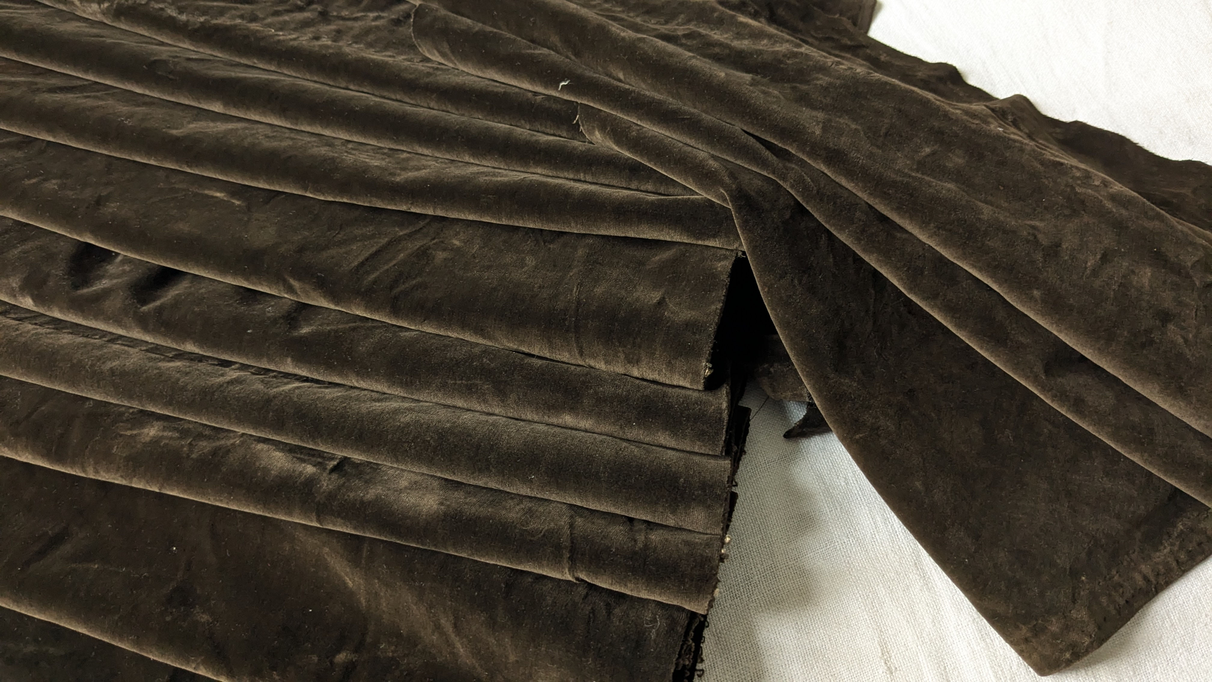 Lot Vintage Mousey Chocolate Brown Cotton Velvets