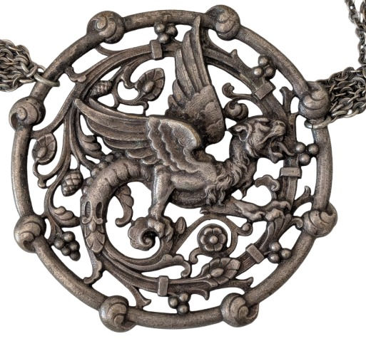 Vintage French Silver Metal Belt Dragon Motifs