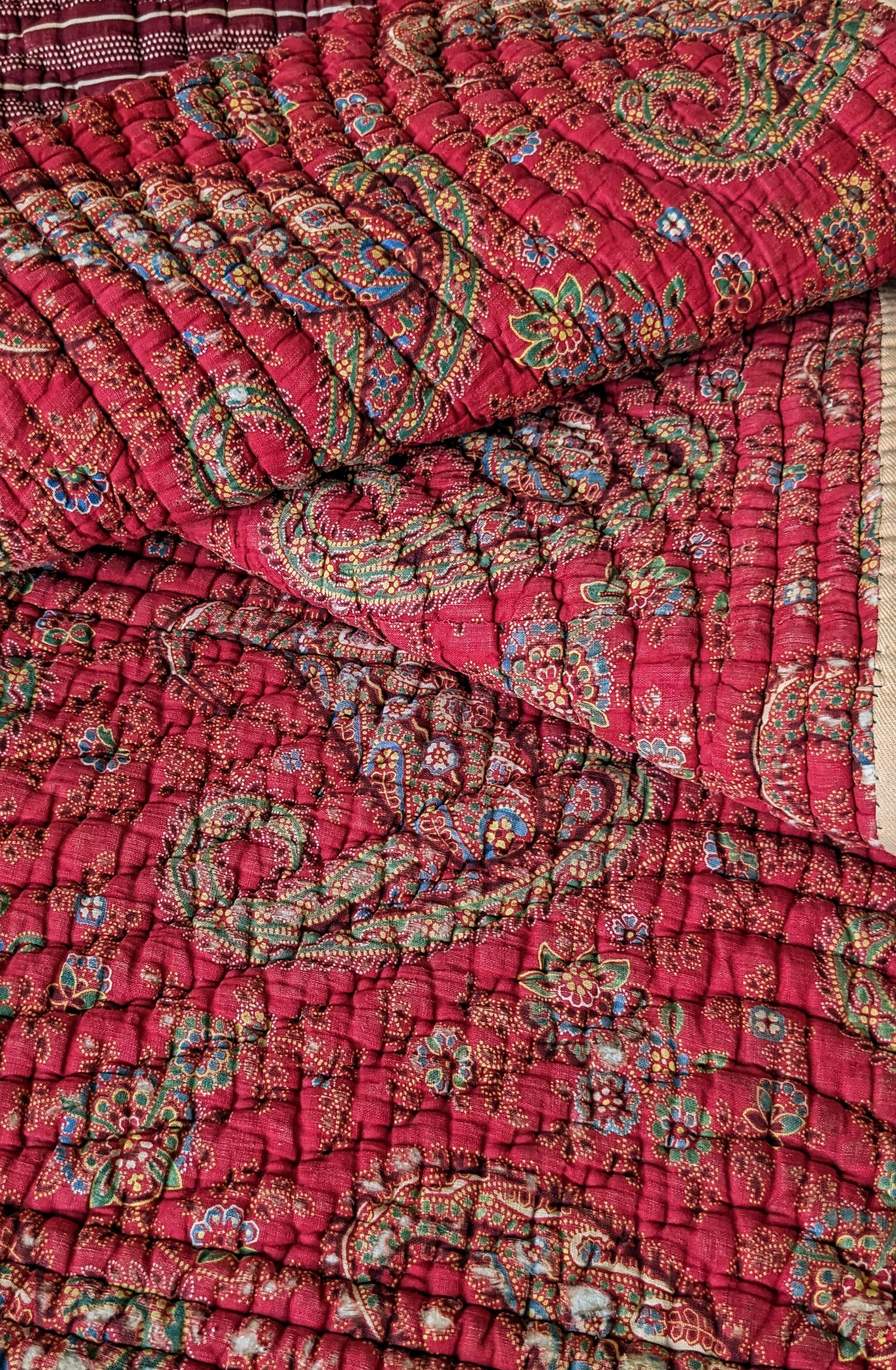 A 19th Century Quilt Fragment Paisley Design French