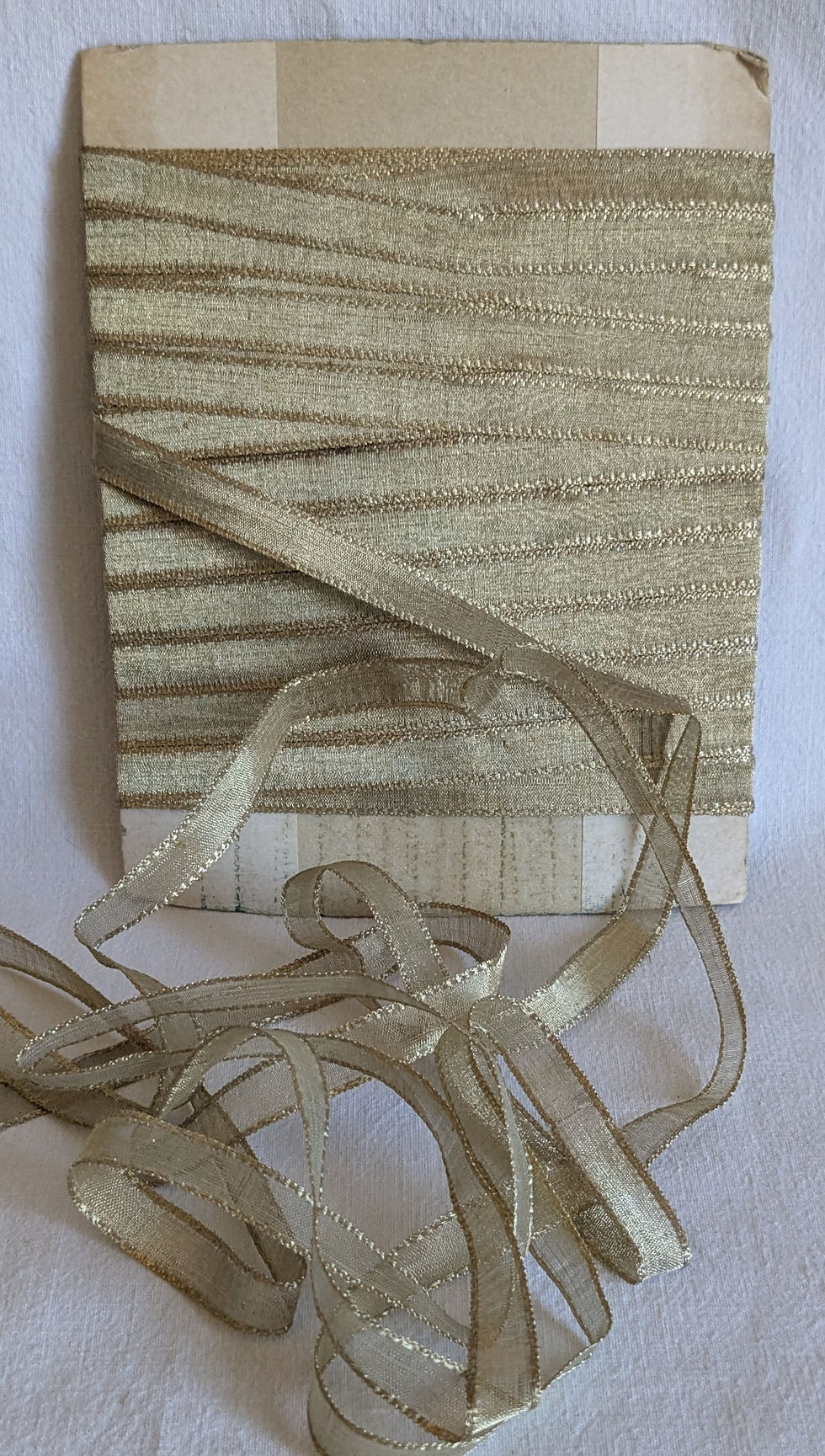 Thumbnail: Beautiful Vintage French Gold Metallic Mesh Ribbon