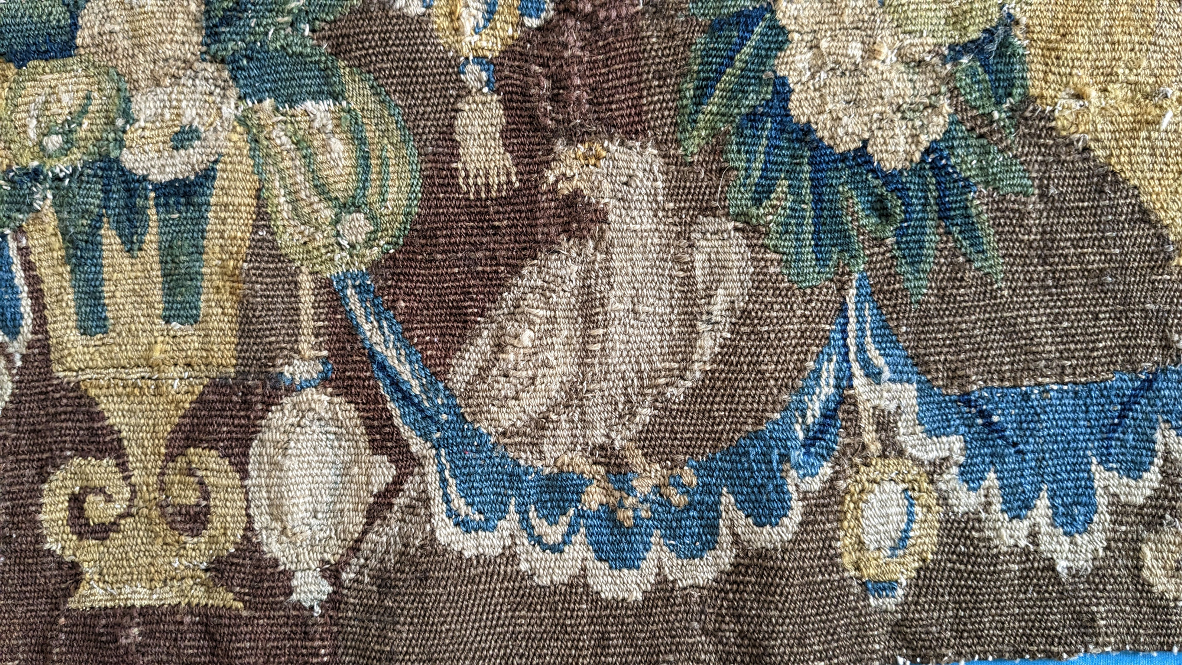 Large 18th Century Tapestry Border Depicting Birds, Florals Fruits