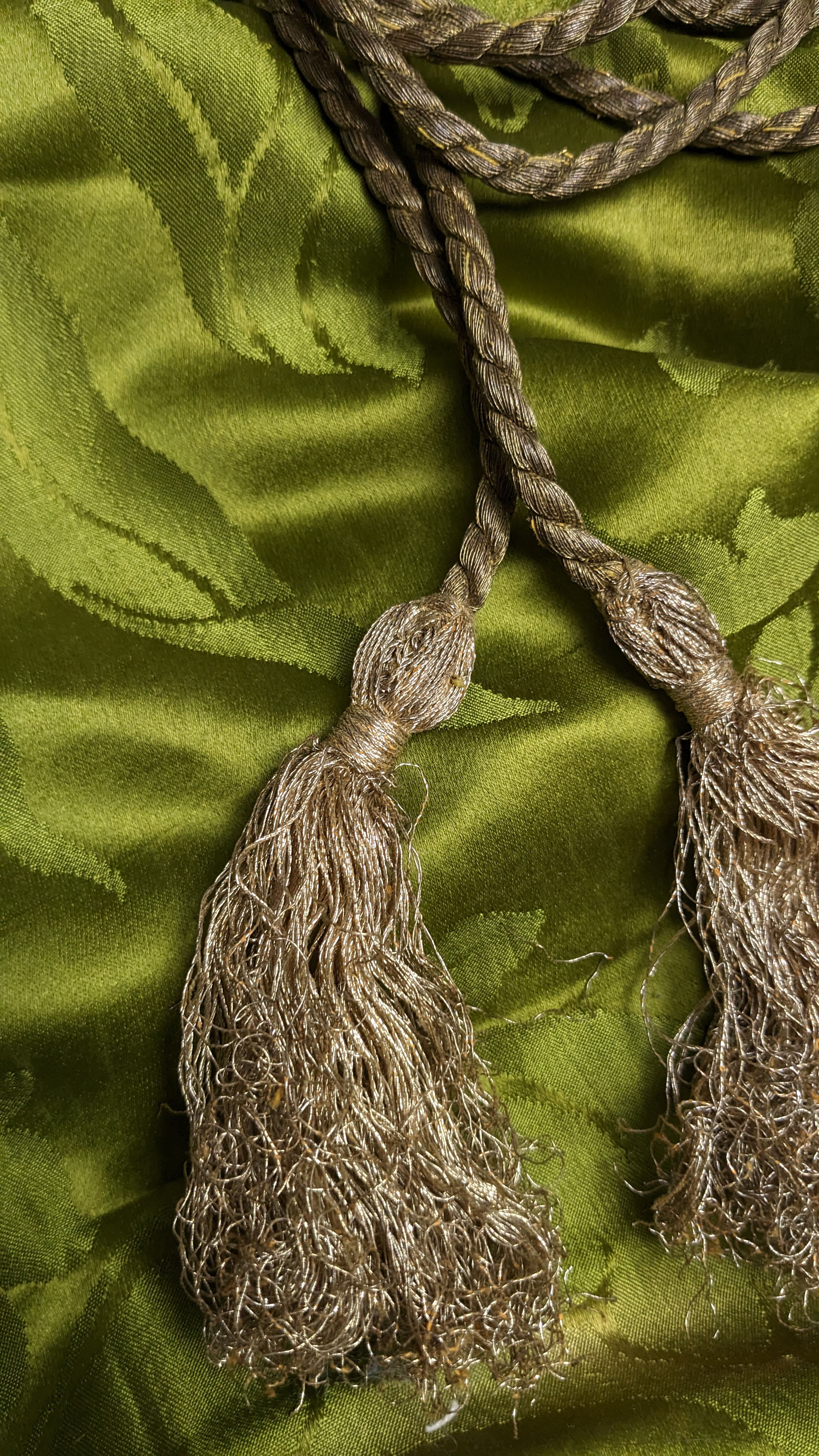 Two Antique Gold Metallic Tassels w/Twist Rope Cording