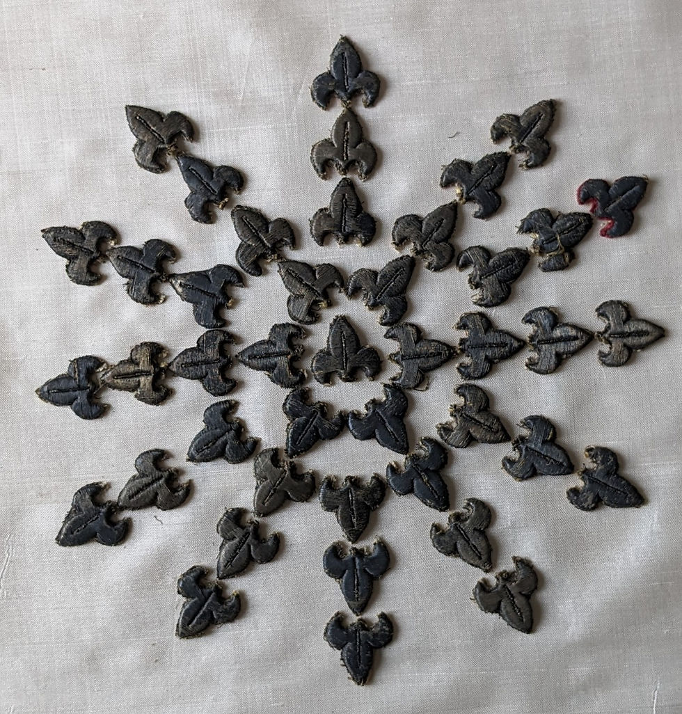 Thumbnail: A Lot of 41 "Fleur de Lys" Metallic Appliques 19th Century