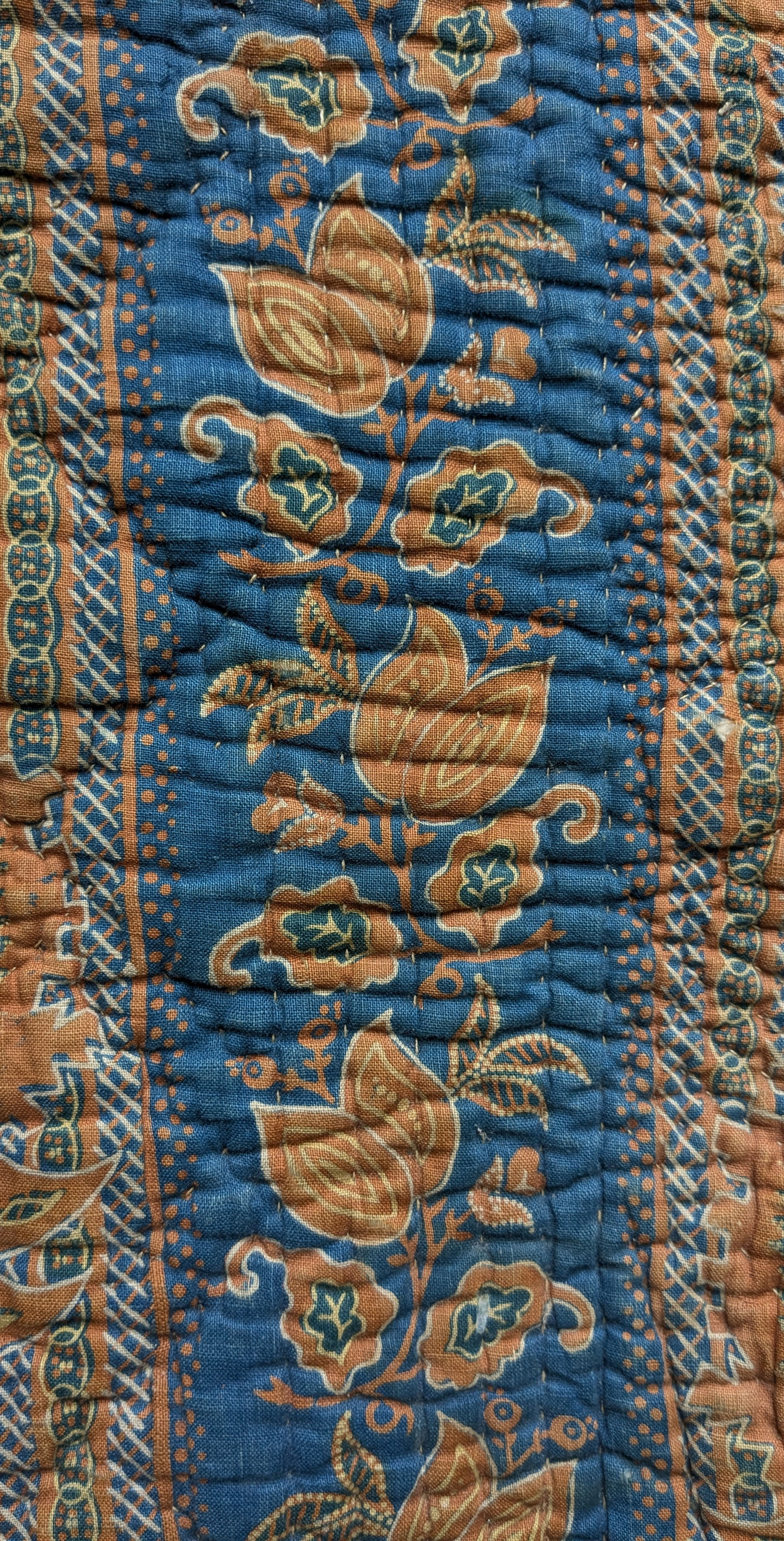 A 19th Century French Quilt Frag. Fabrics Front & Back