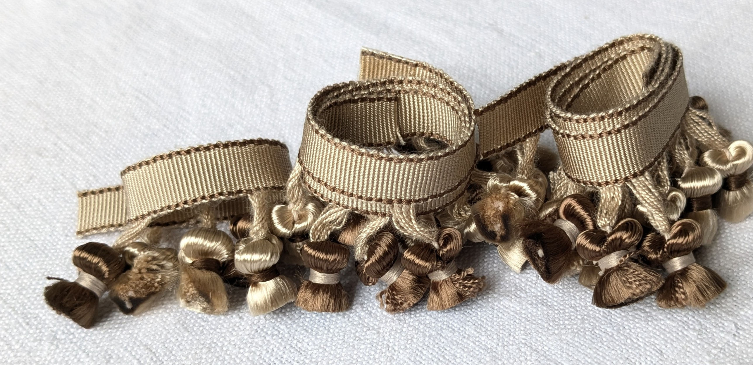 Vintage Houle Tassel Trim Light Taupe Brown