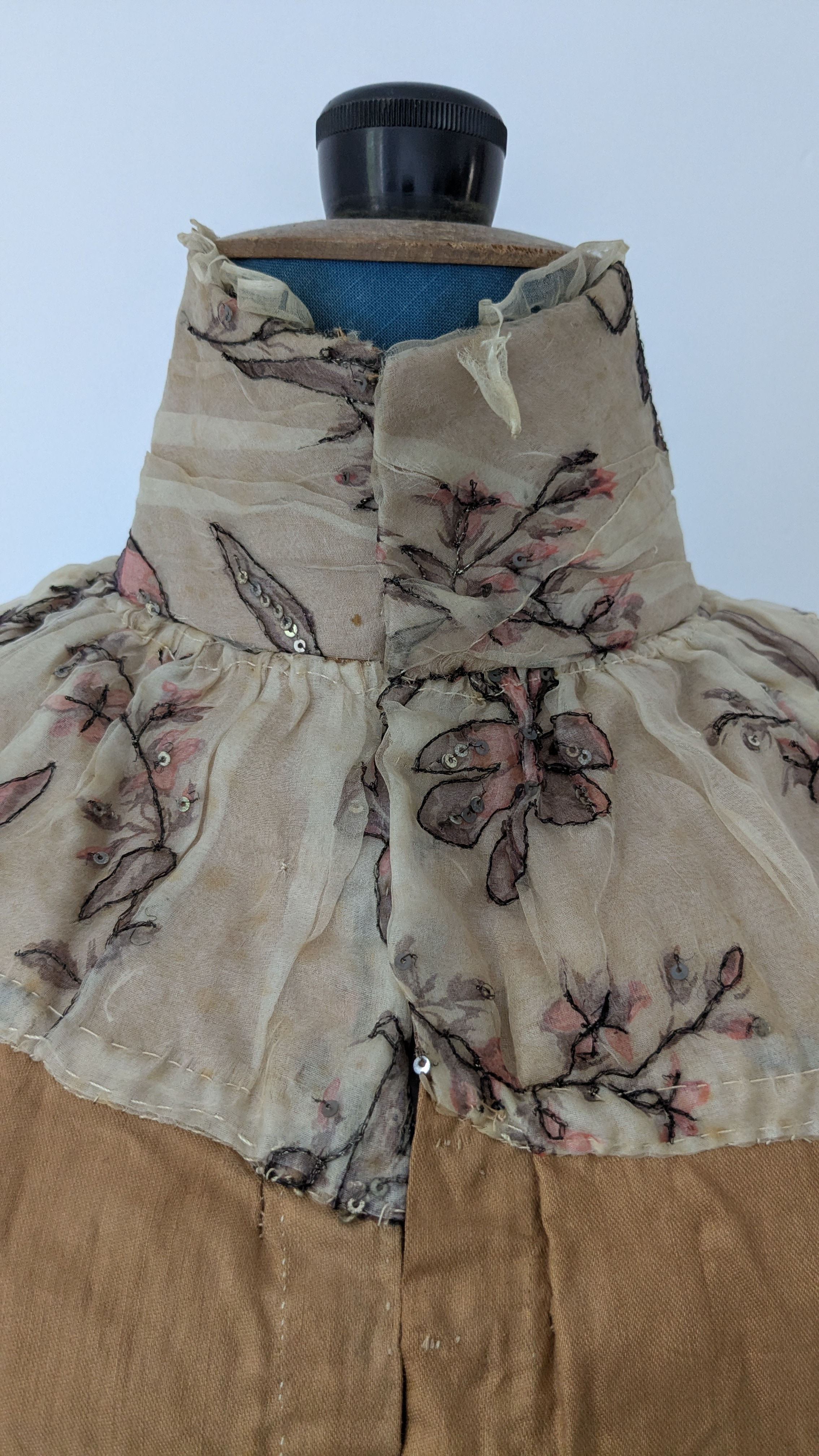 Late 1800's French Bodice Silk Crepe Cotton