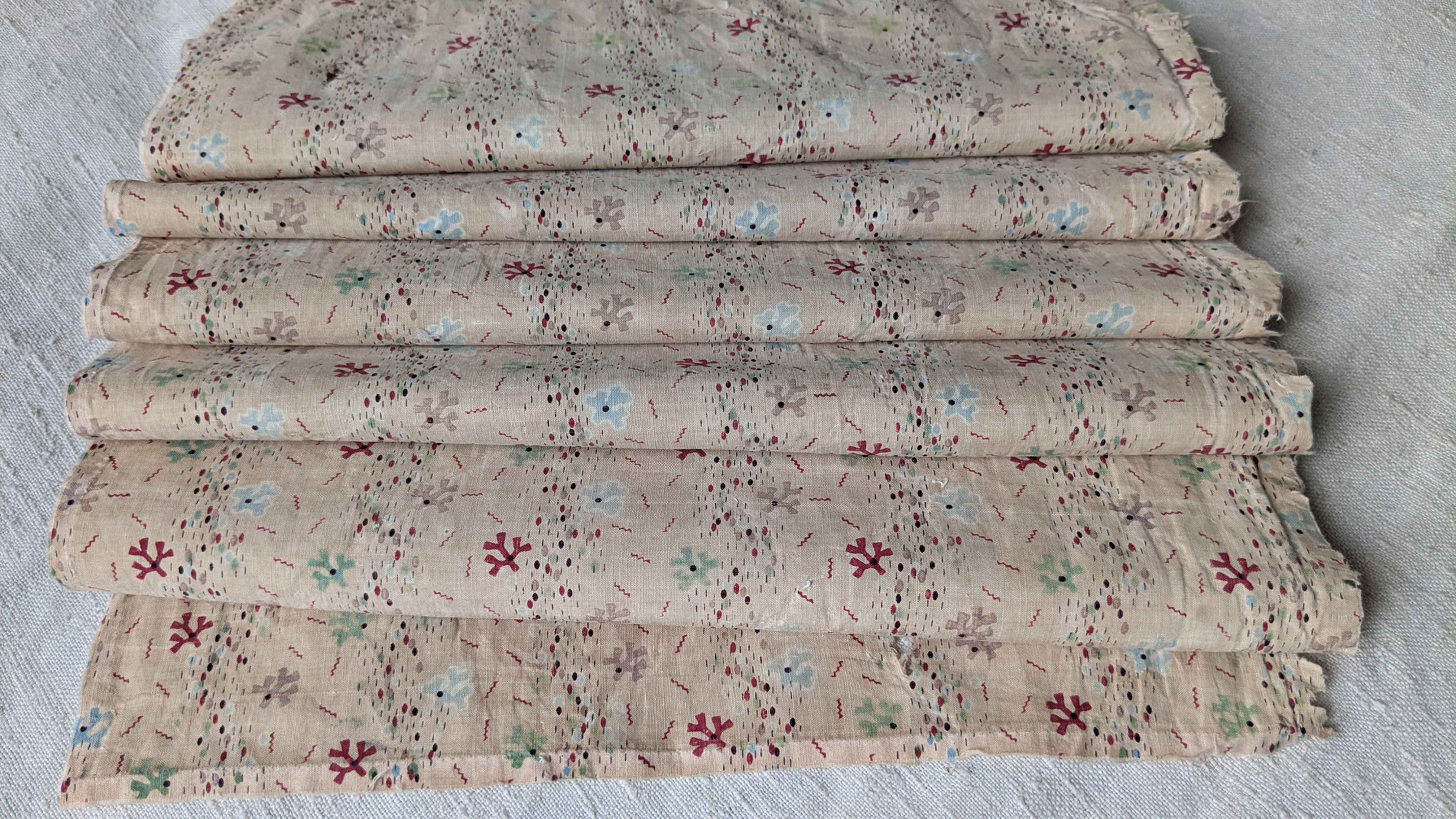 A 19th Century French Cotton Roll/Block Print Fabric