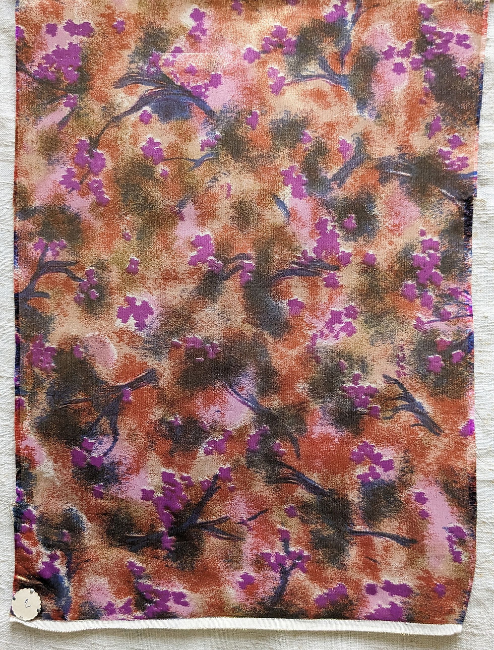 Thumbnail: Mid 20th Century Lyon Silk & Metallic Lame Sampler 4 Pieces Mottled Colors