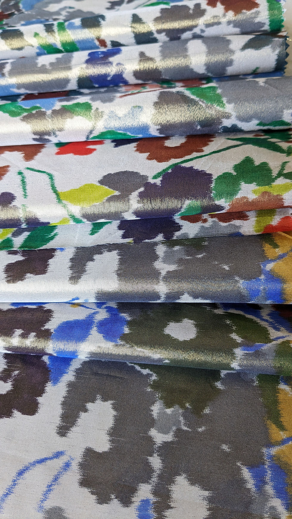 Thumbnail: Mid 20th Century Lyon Silk & Metallic Lame Sampler 3 Pieces