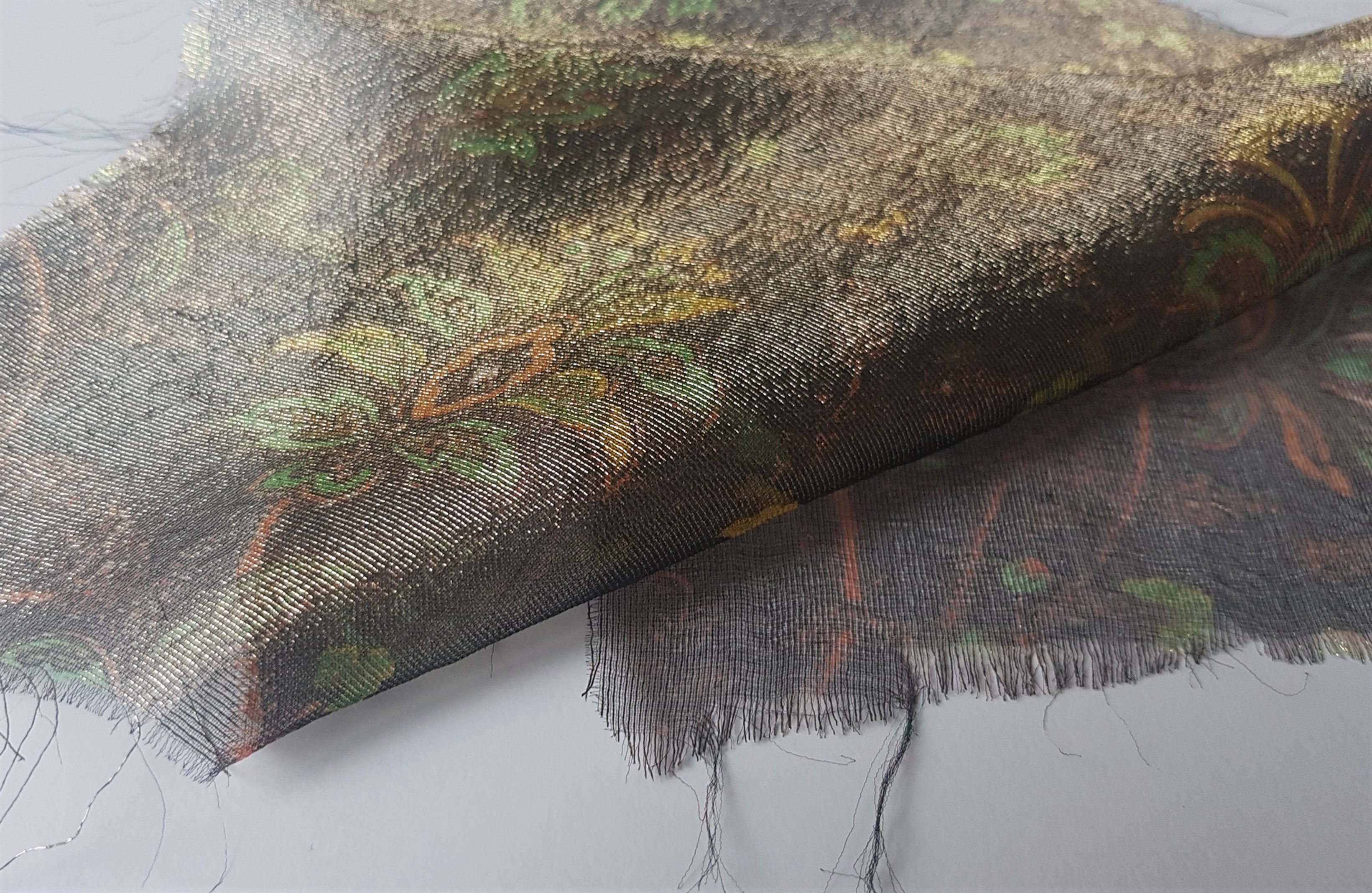 Vintage Silk and Metal Thread Lame Fabric Paisley Design French