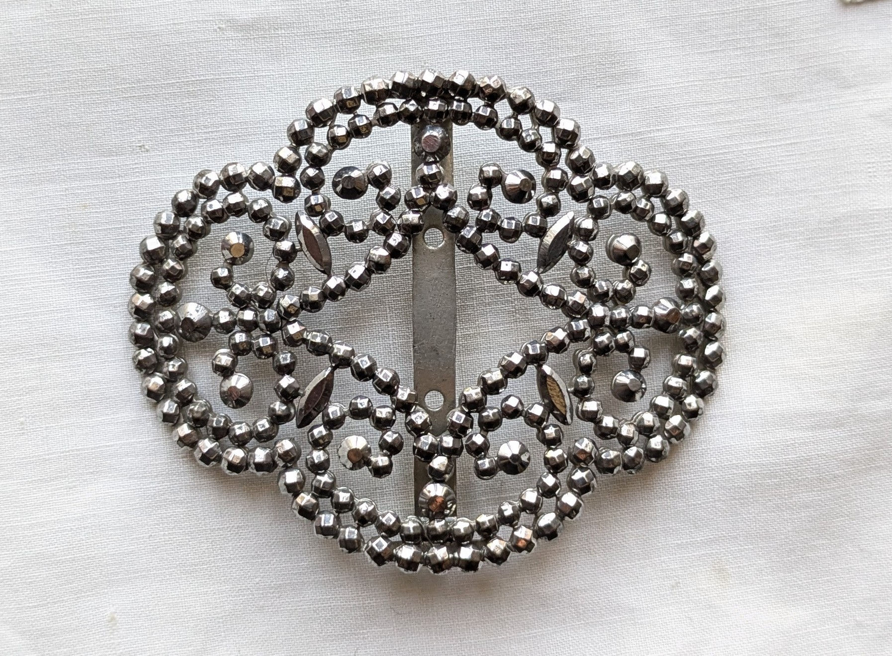 Antique Steel Cut Buckle French Oval Shape Marked
