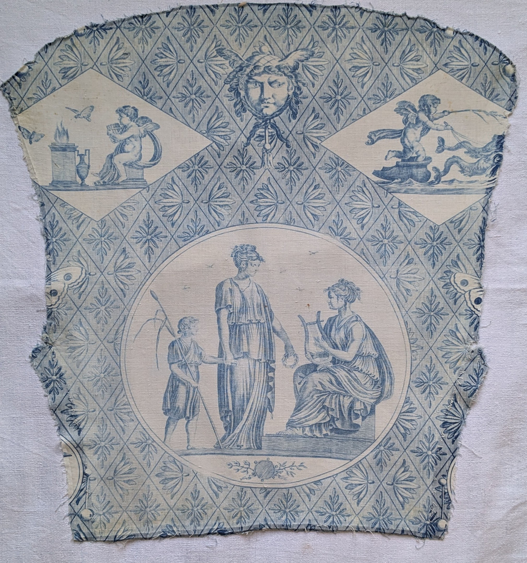 Early 1900's French Cotton Toile Depicting Figures