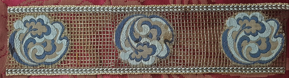 Thumbnail: Pretty Silk Embroiderd Ribbon Coupon Gold Metallic   French