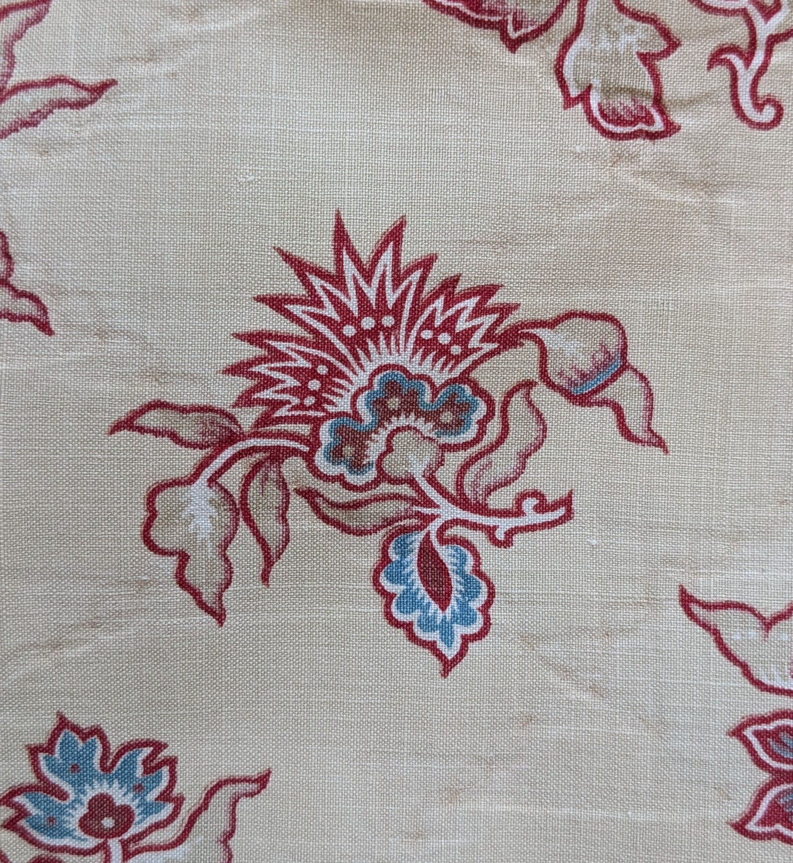 A 19th Century French Cotton Block Print Stylized Florals