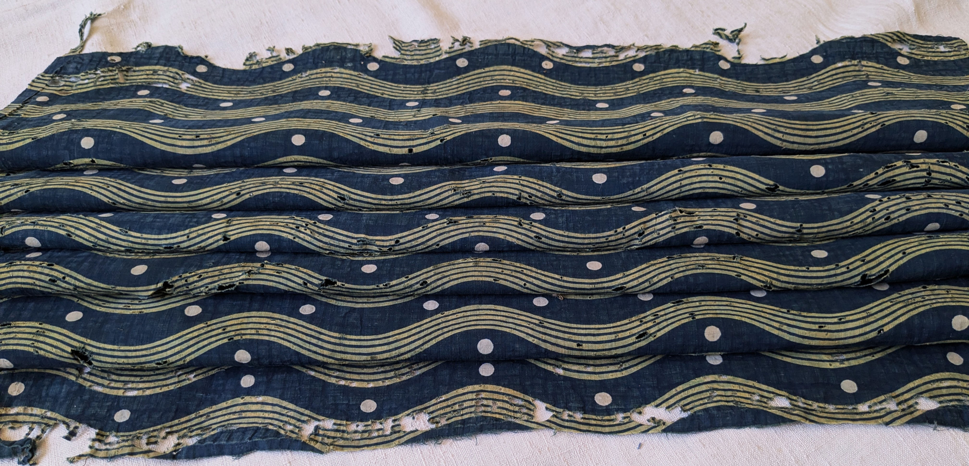 A 19th Century French Cotton Block Print Indigo Blue Fabic