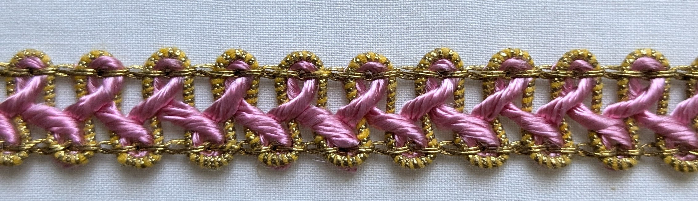 Vintage French Gold Metallic Pink Passementerie Trim