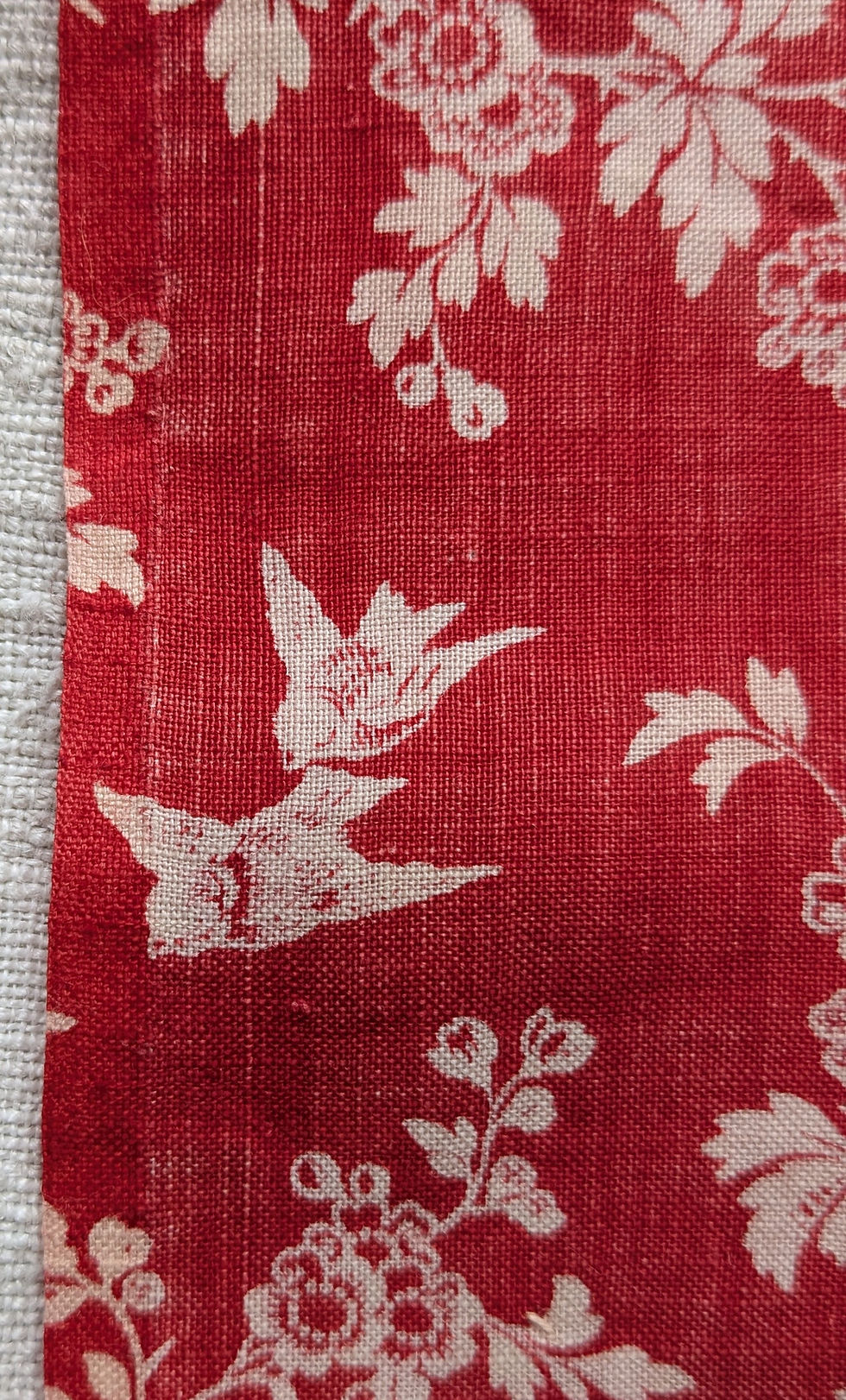 Thumbnail: A 19th Century French Cotton Print Fabric Birds & Florals
