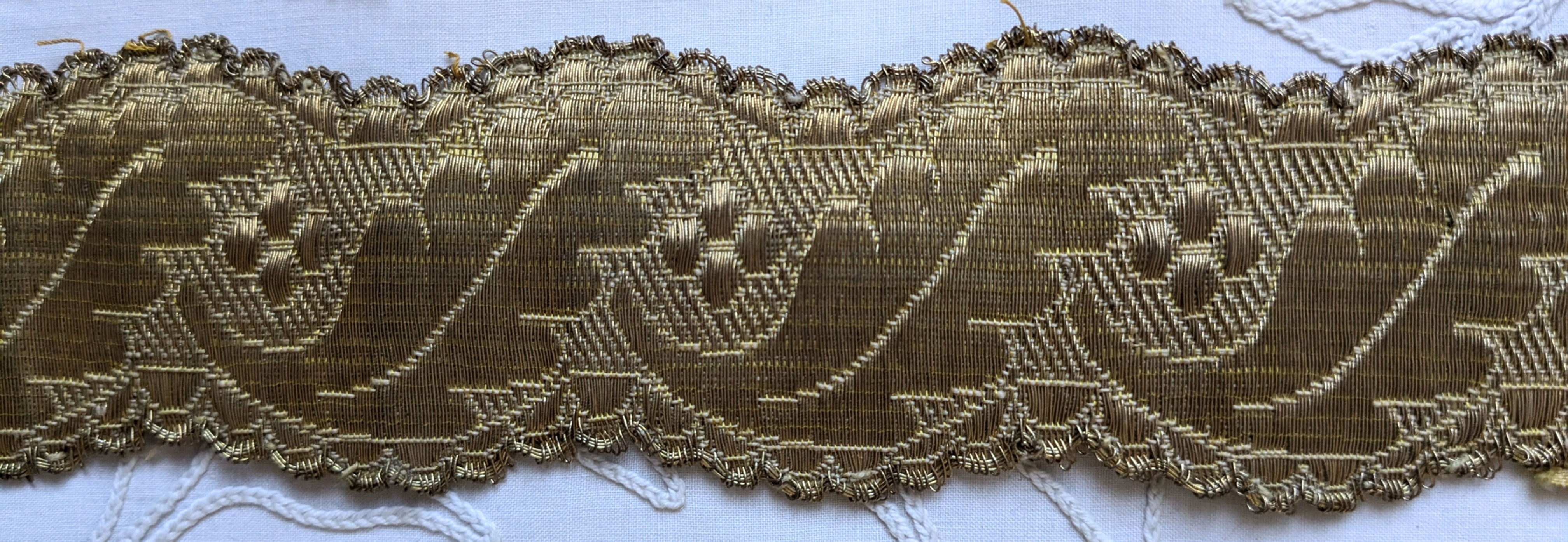 Early 1900's French Gold Metallic Vestment Trim Scalloped
