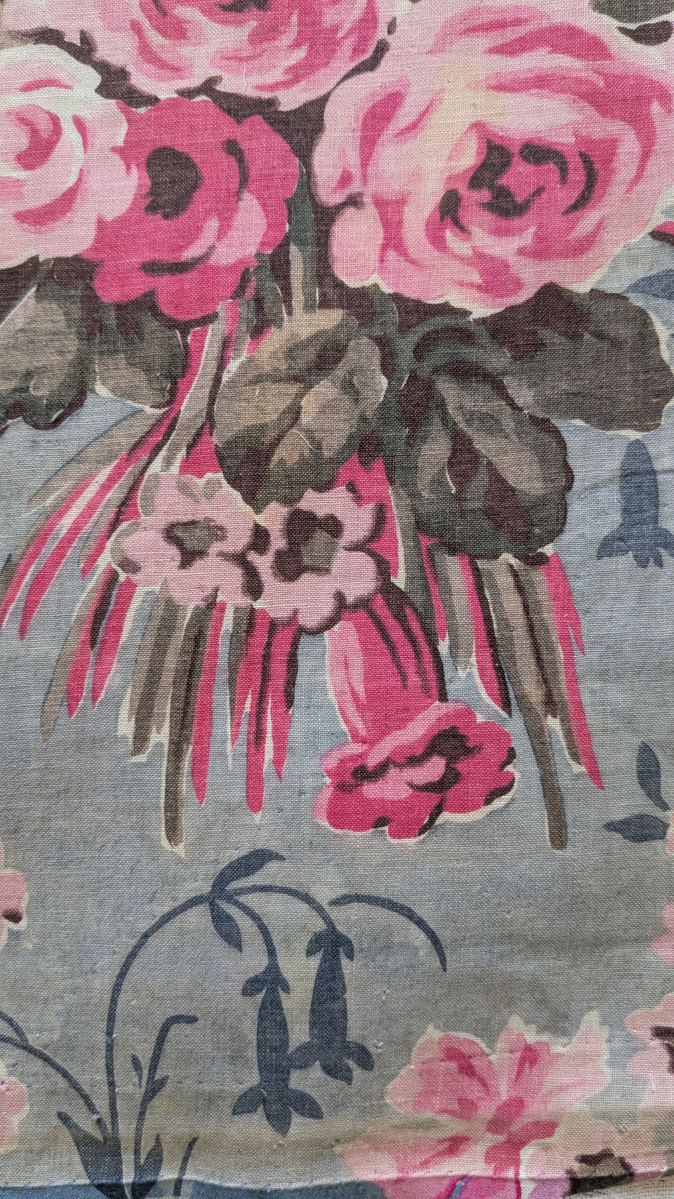 A 1920's French Cotton Print Fabric Florals