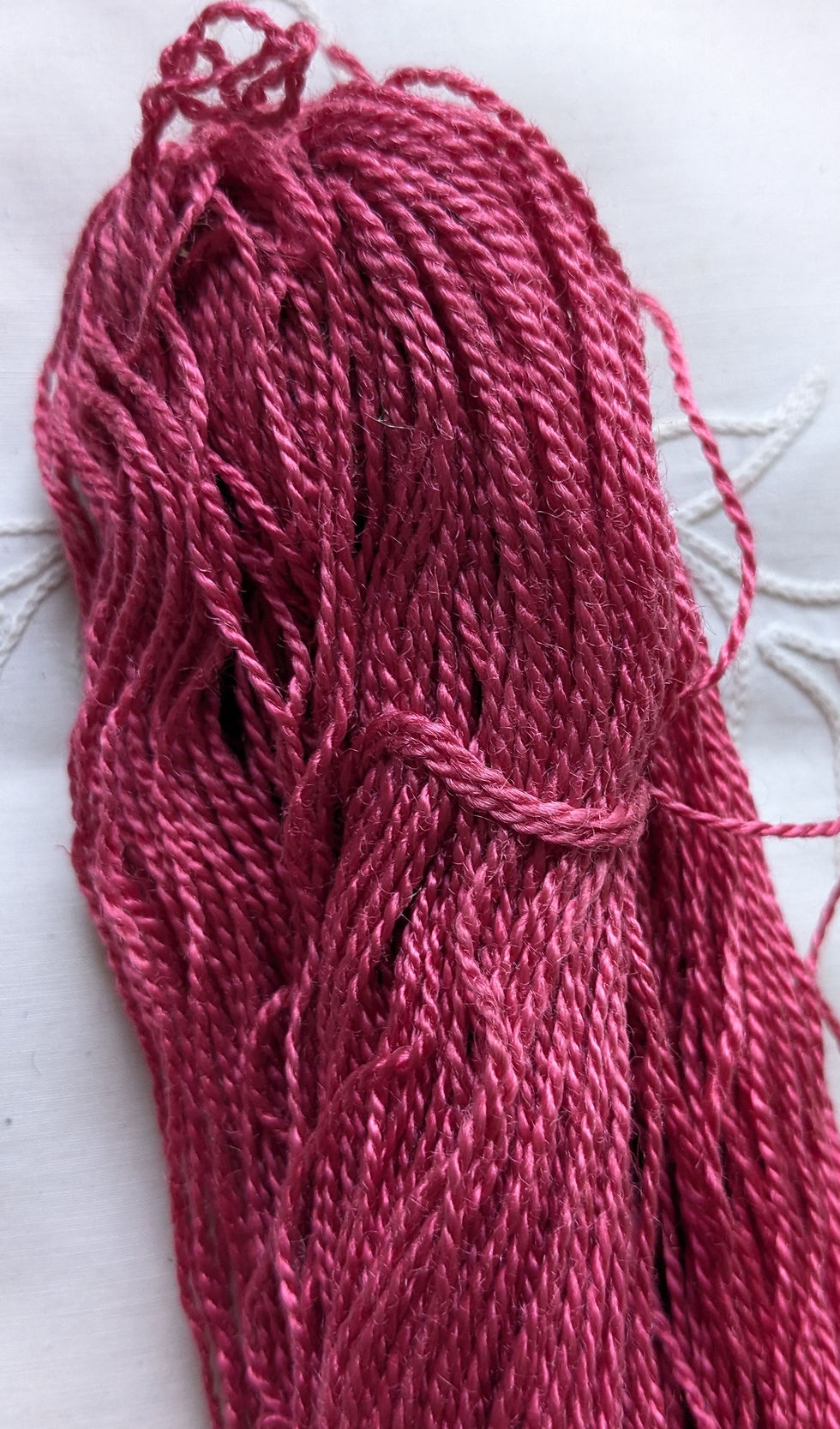 Thumbnail: Lrg. Skein Early 1900's French Pink Twist Rope Embroidery Thread Silk