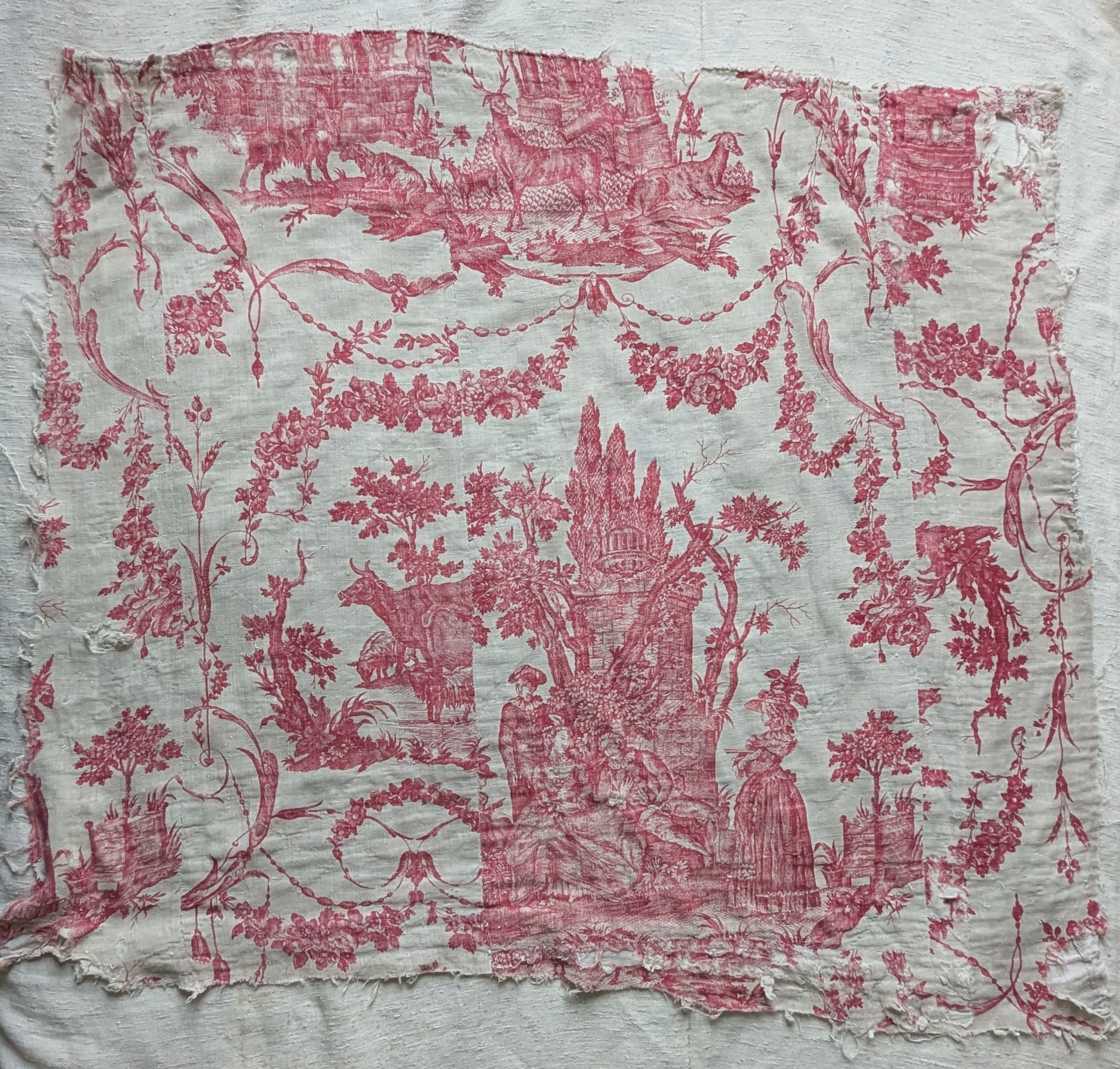 Late 1700's/Early 1800's French Toile Quilt Fragment