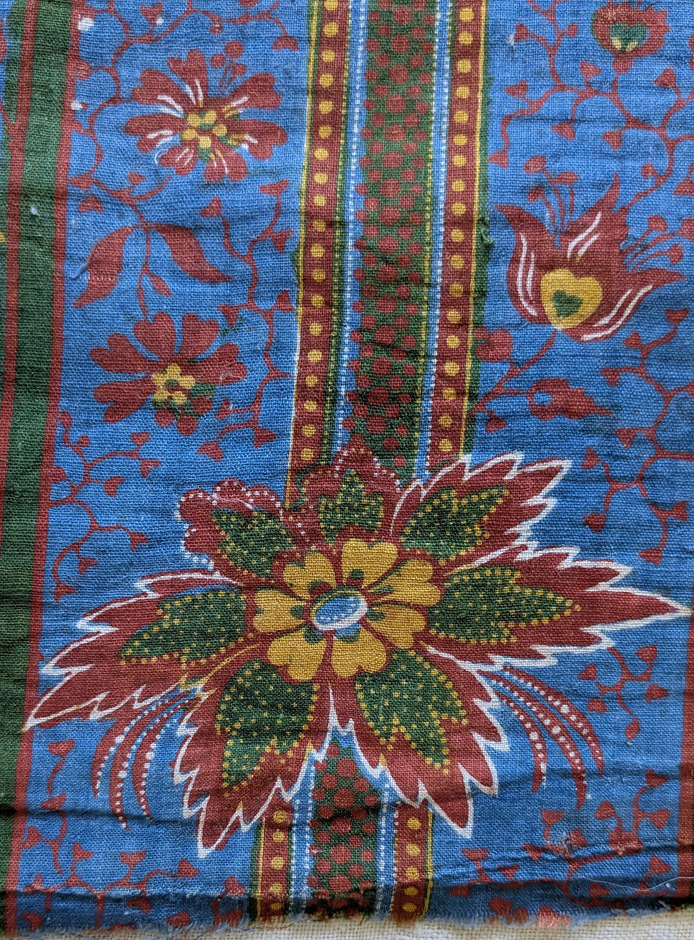 Thumbnail: A 19th Century French Cotton Roll Print Bands of Large Blossoms