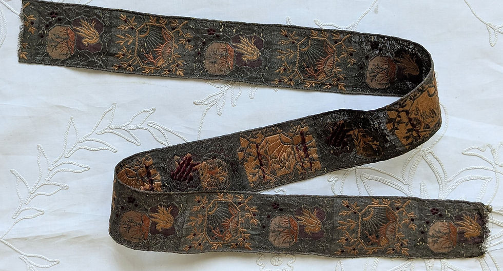 Thumbnail: Early 1900's French Silk & Metallic Brocade Ribbon Trim