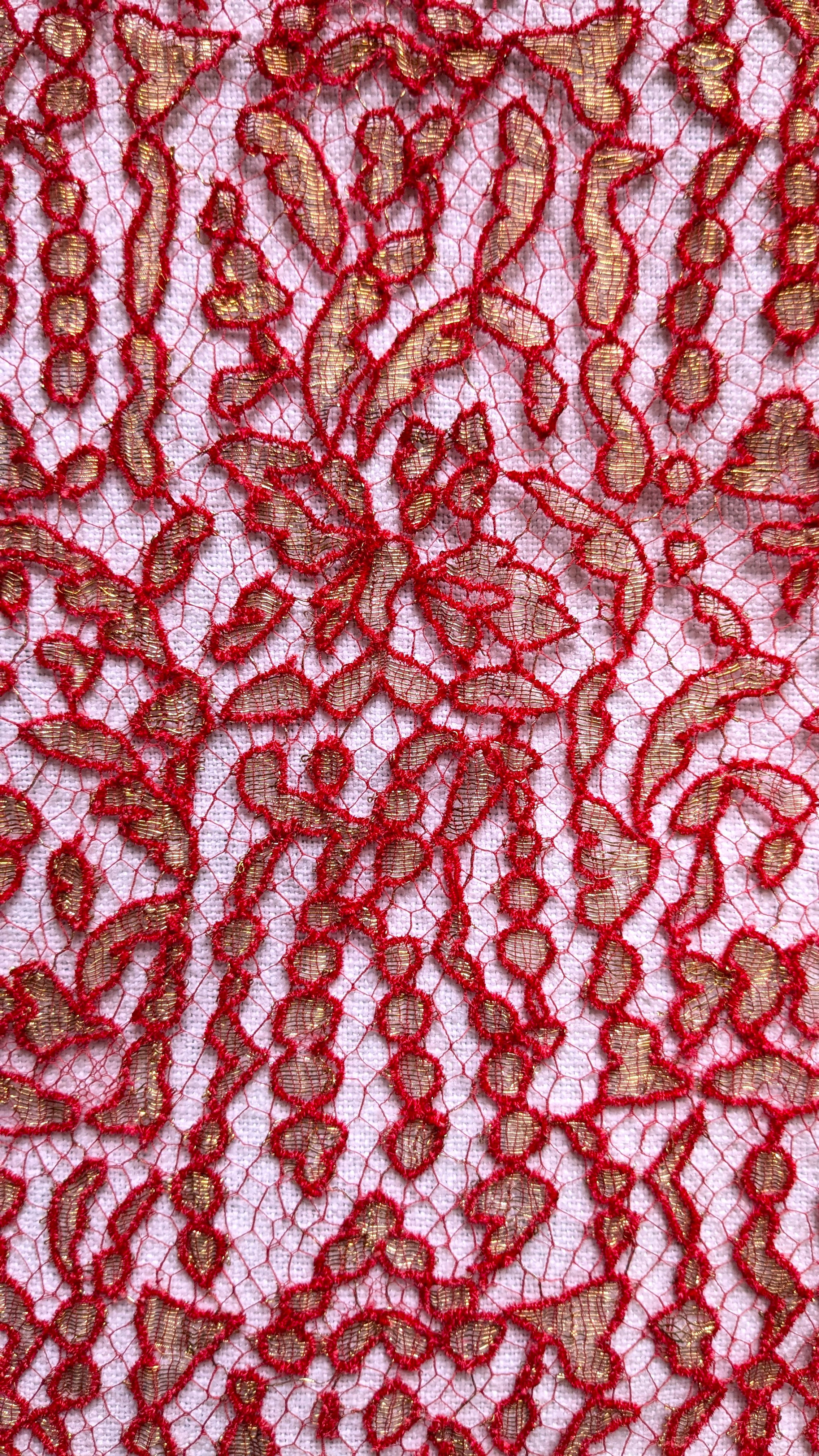 Vintage French Chenille Lace w/Metallic Thread