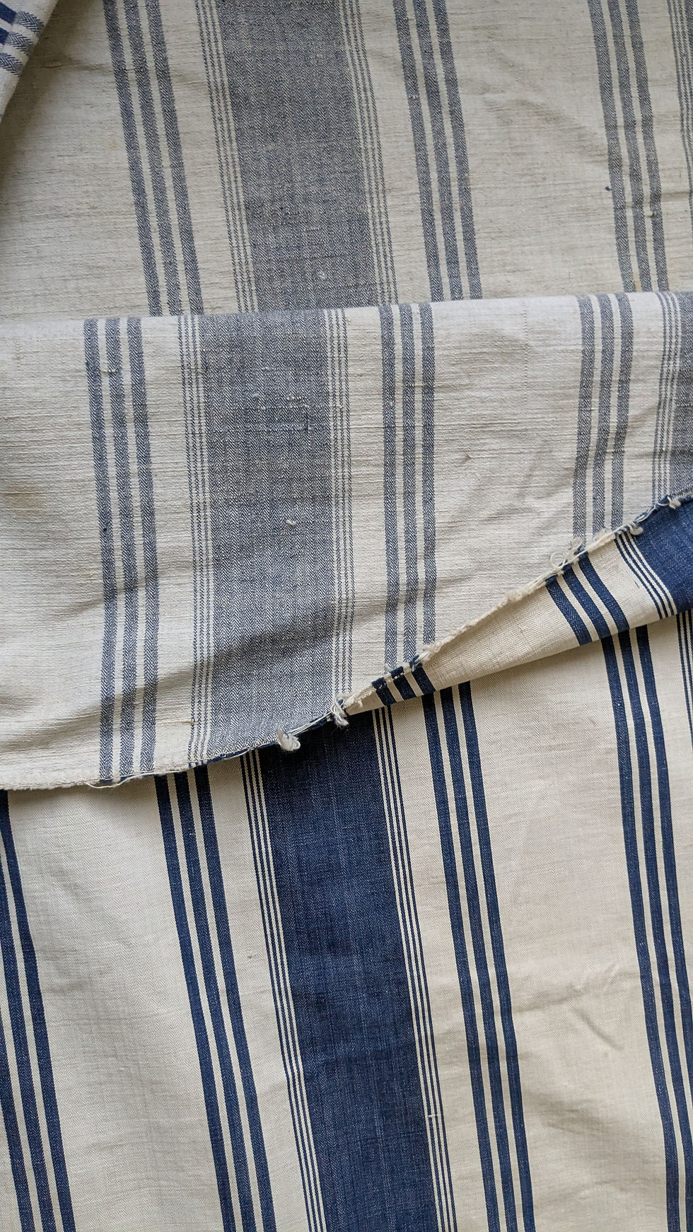 Thumbnail: Vintage Blue & White French Ticking  Mattress Cover