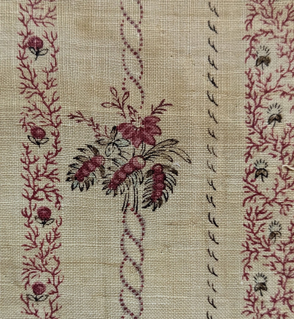 Thumbnail: Mid 1800's French Cotton Block/Roll Print Fabric Indienne