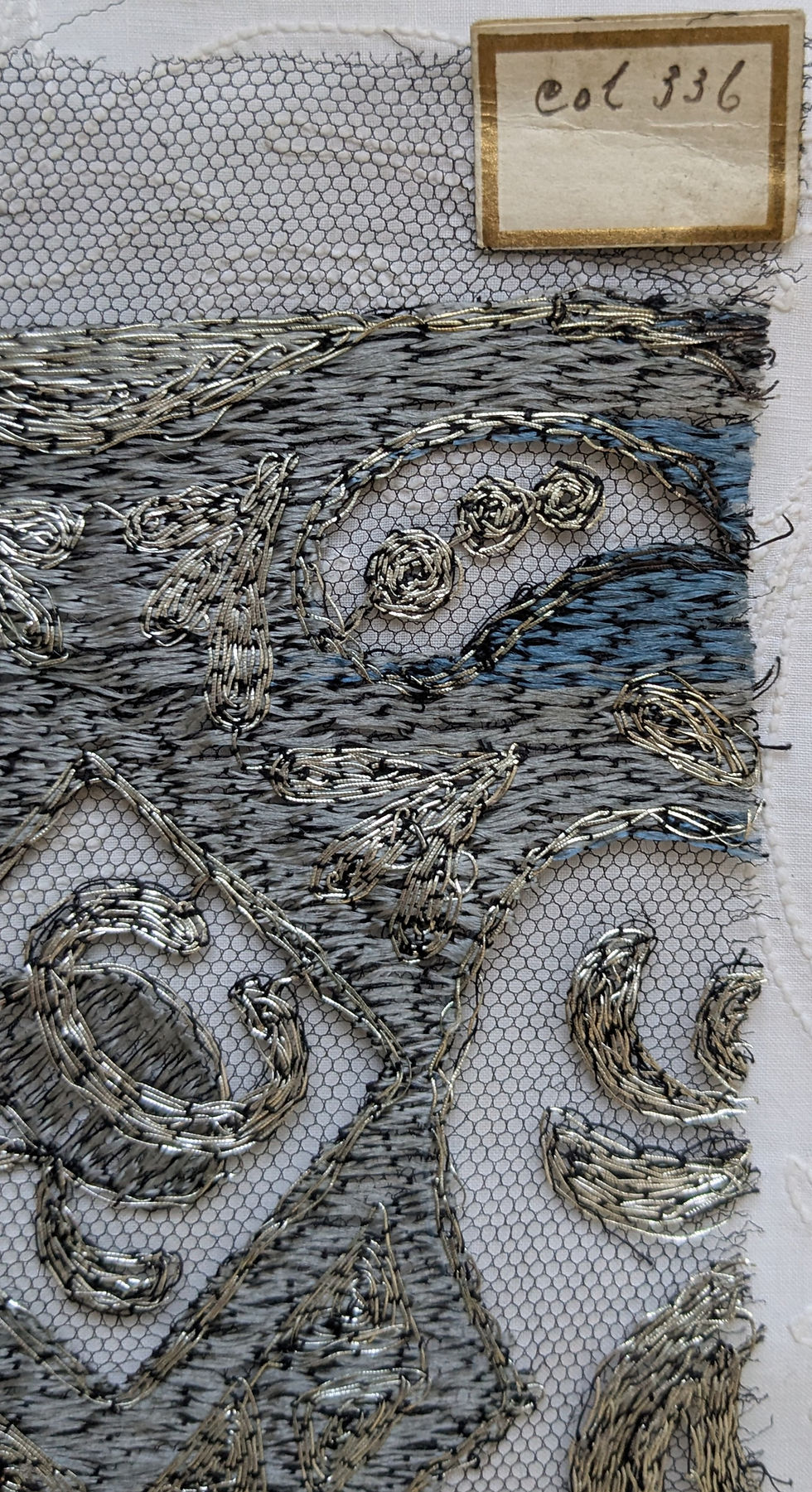 Thumbnail: An Early 1900's French Metallic Lace Sample Stunning Design