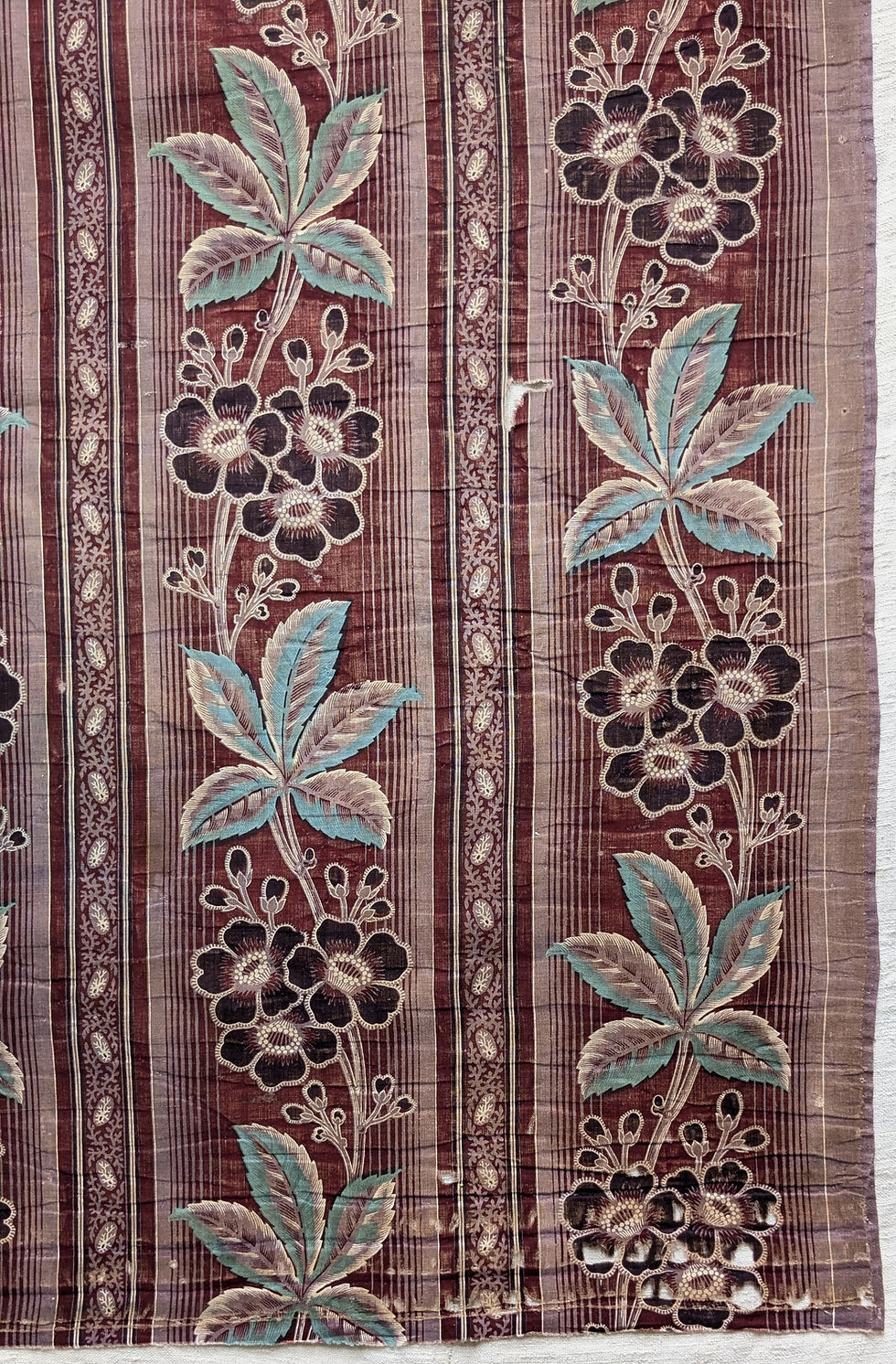 Thumbnail: A 19th Century French Cotton Roll Print Fabric Florals & Leaves