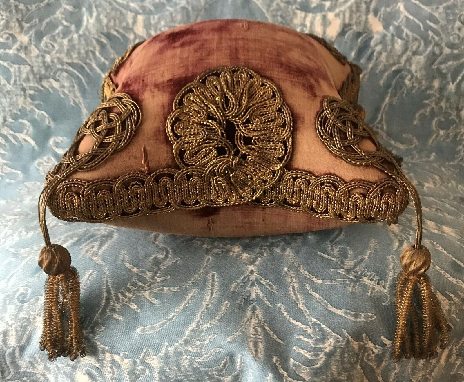RESERVED! Antique Brides Pillow French Velvet w/Metallic Trims & Tassels