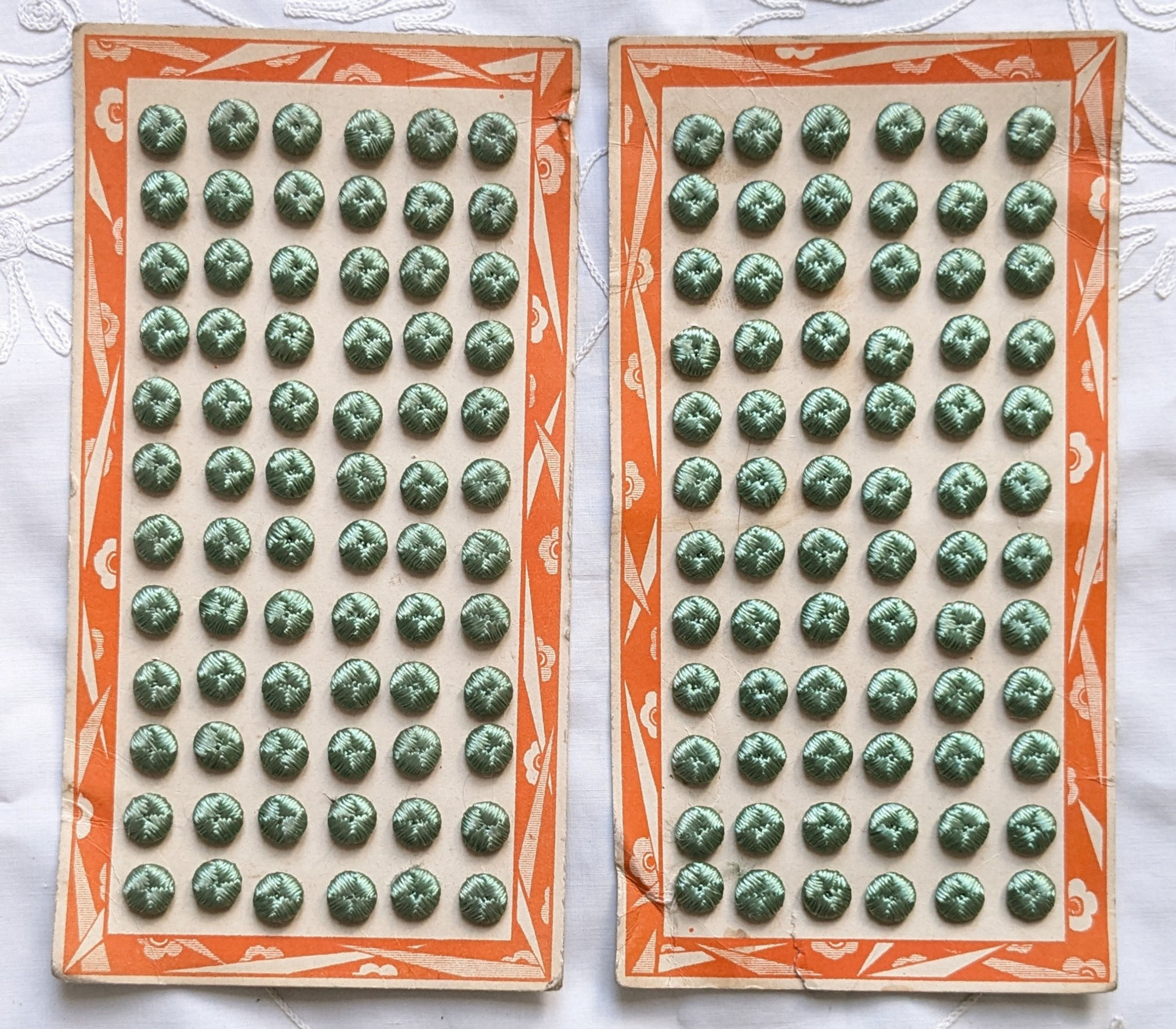 Full Card Antique Silk Button Medium Light Green French