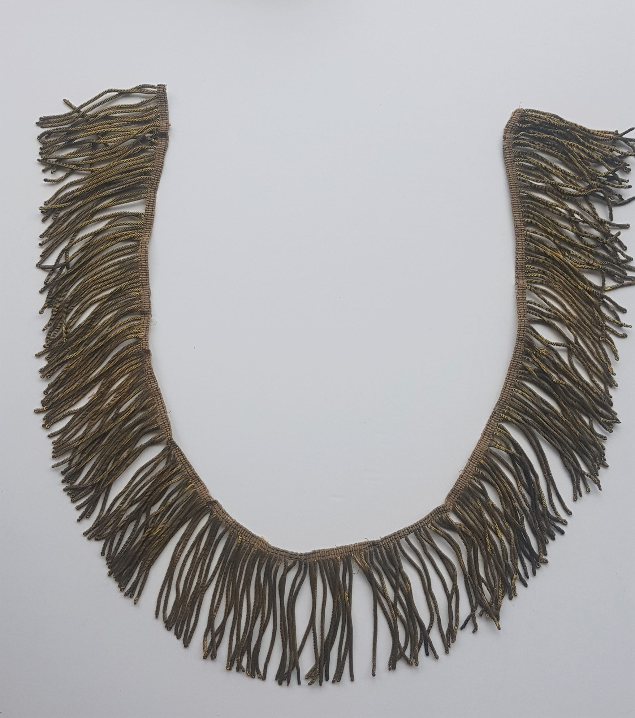 #2 Vintage Gold Metal Bullion Fringe Coiled Strands Dark Patina French