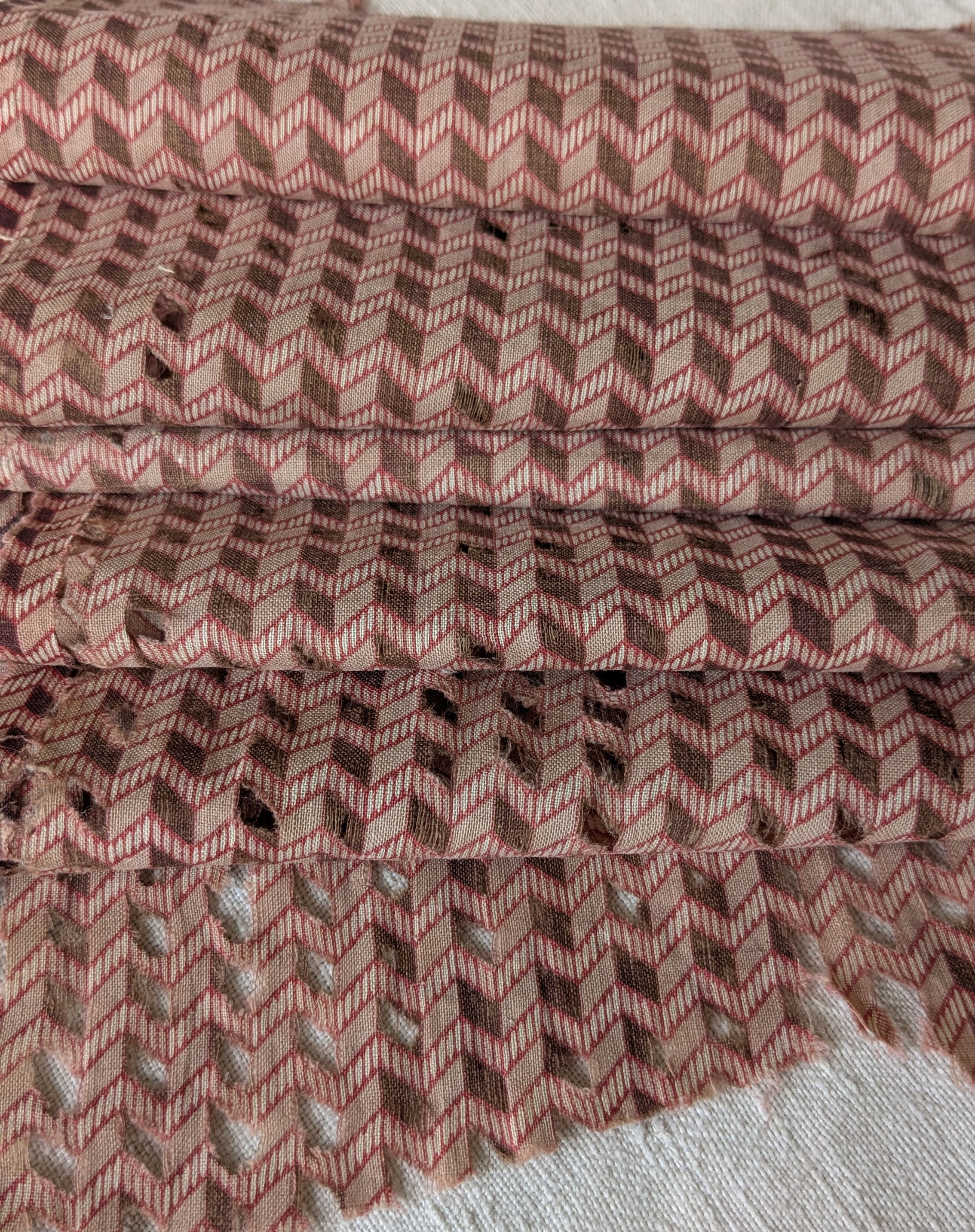 A 19th Century French Cotton Print Fabric Zig Zag Design