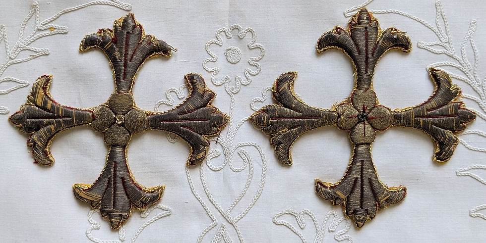 Thumbnail: A Set of Two Antique Gold Metallic Cross Appliques