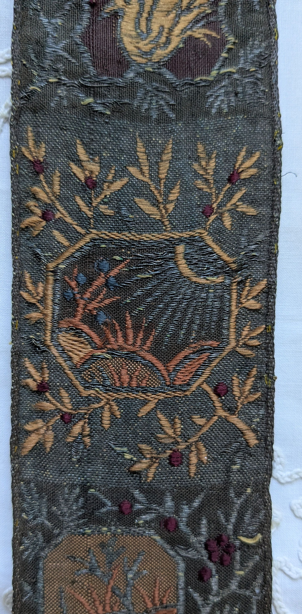 Thumbnail: Early 1900's French Silk & Metallic Brocade Ribbon Trim