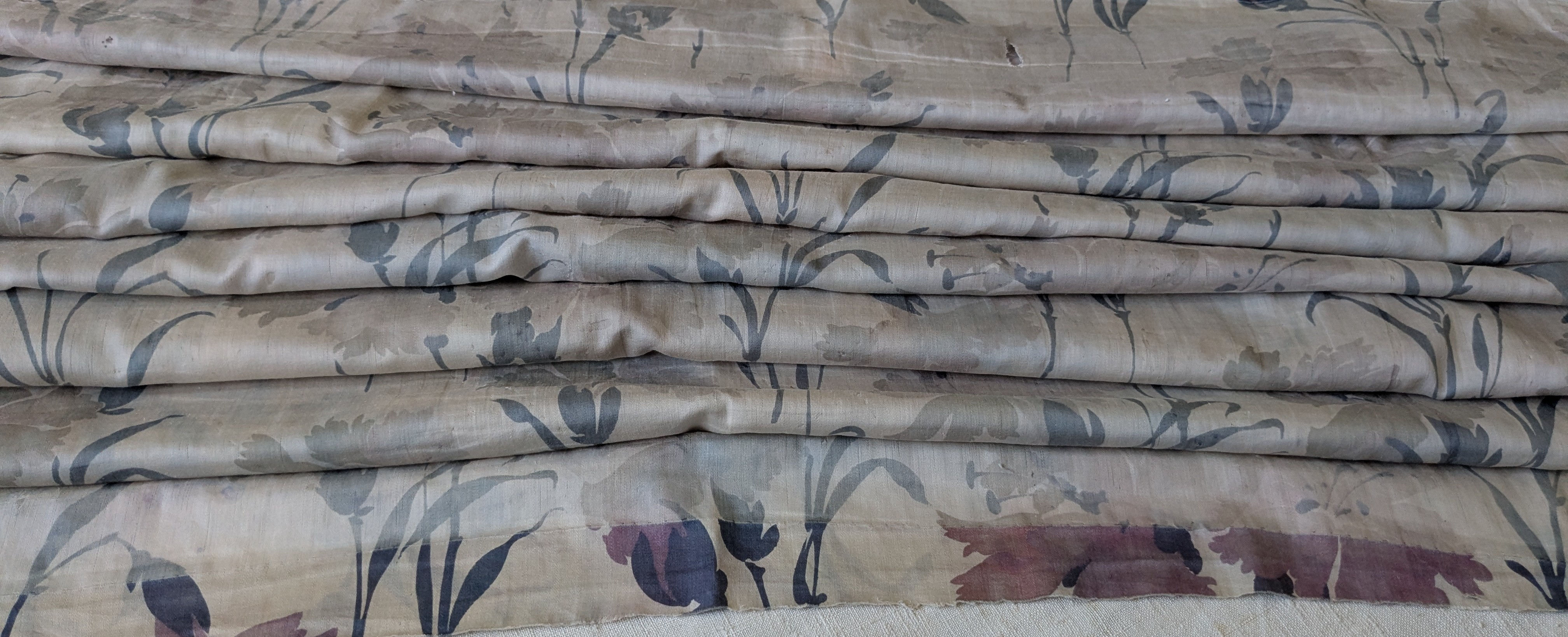 A 1920's French Cotton Print Fabric Muted Color