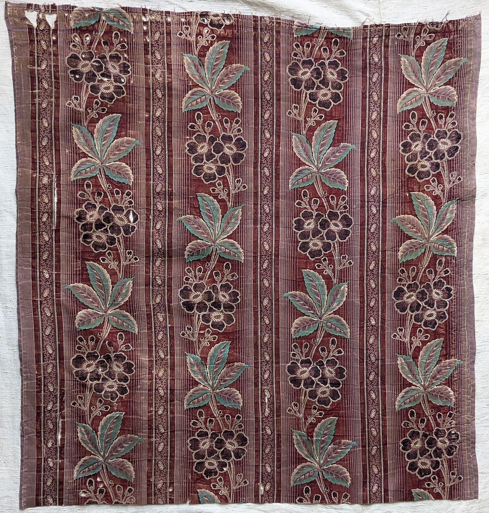 Thumbnail: A 19th Century French Cotton Roll Print Fabric Florals & Leaves