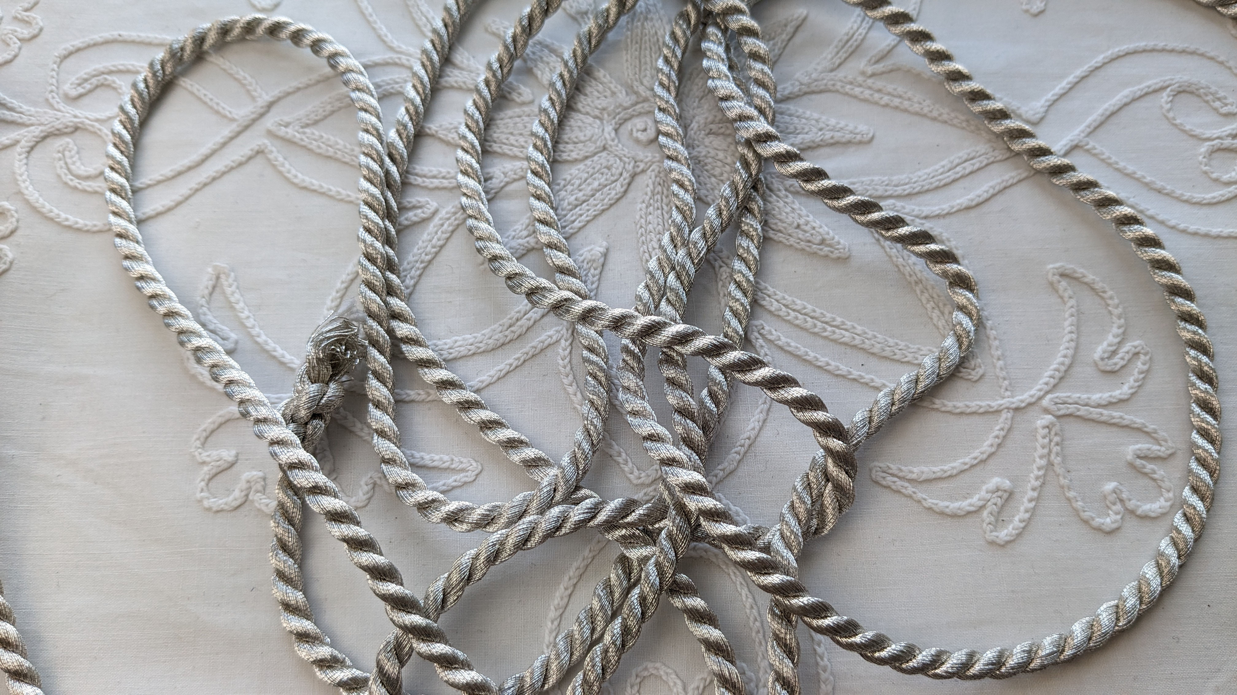 Vintage Silver Metallic Twist Rope Cording Silver French