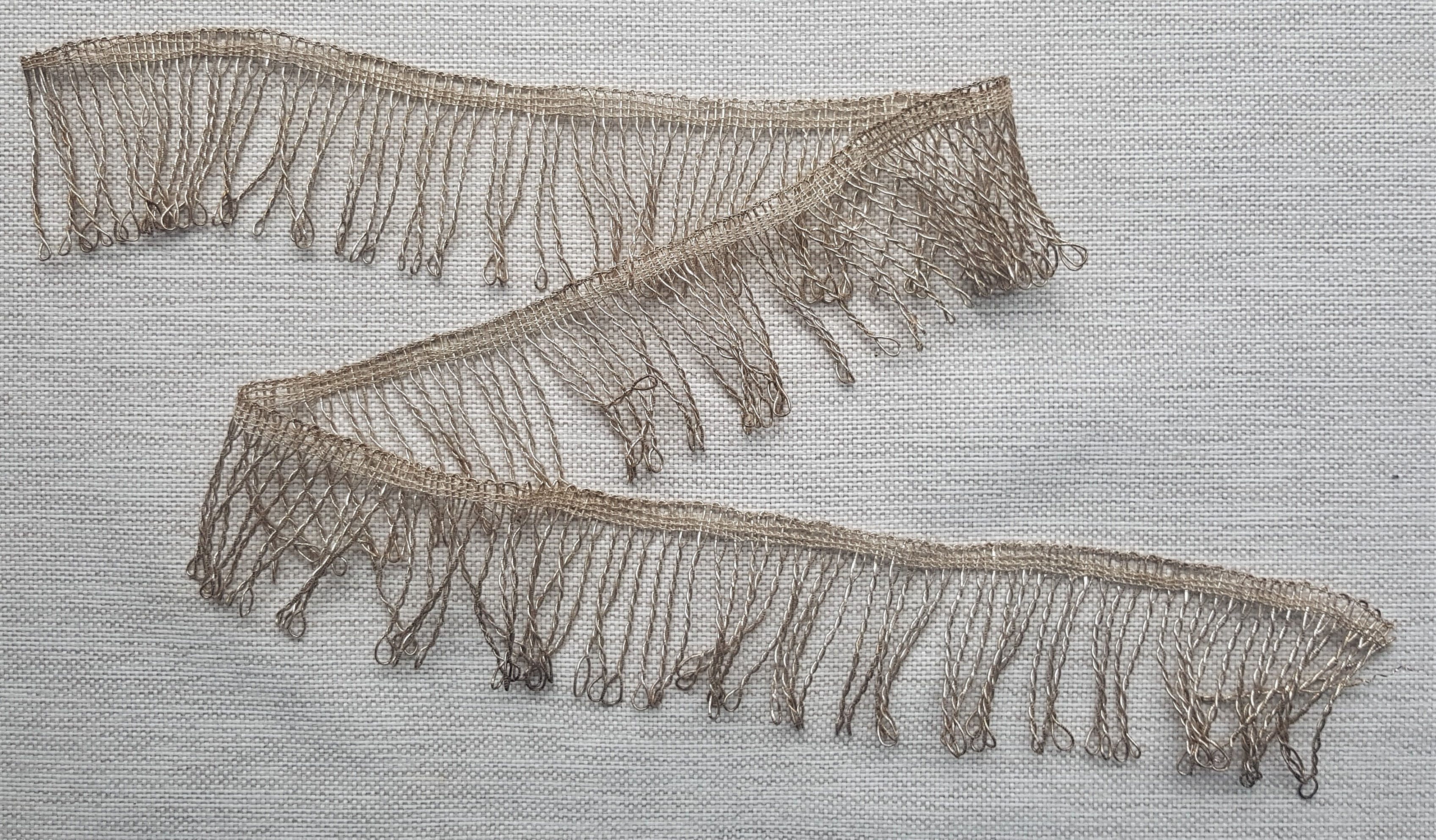Vintage Silver Metallic Coiled Thread Fringe French