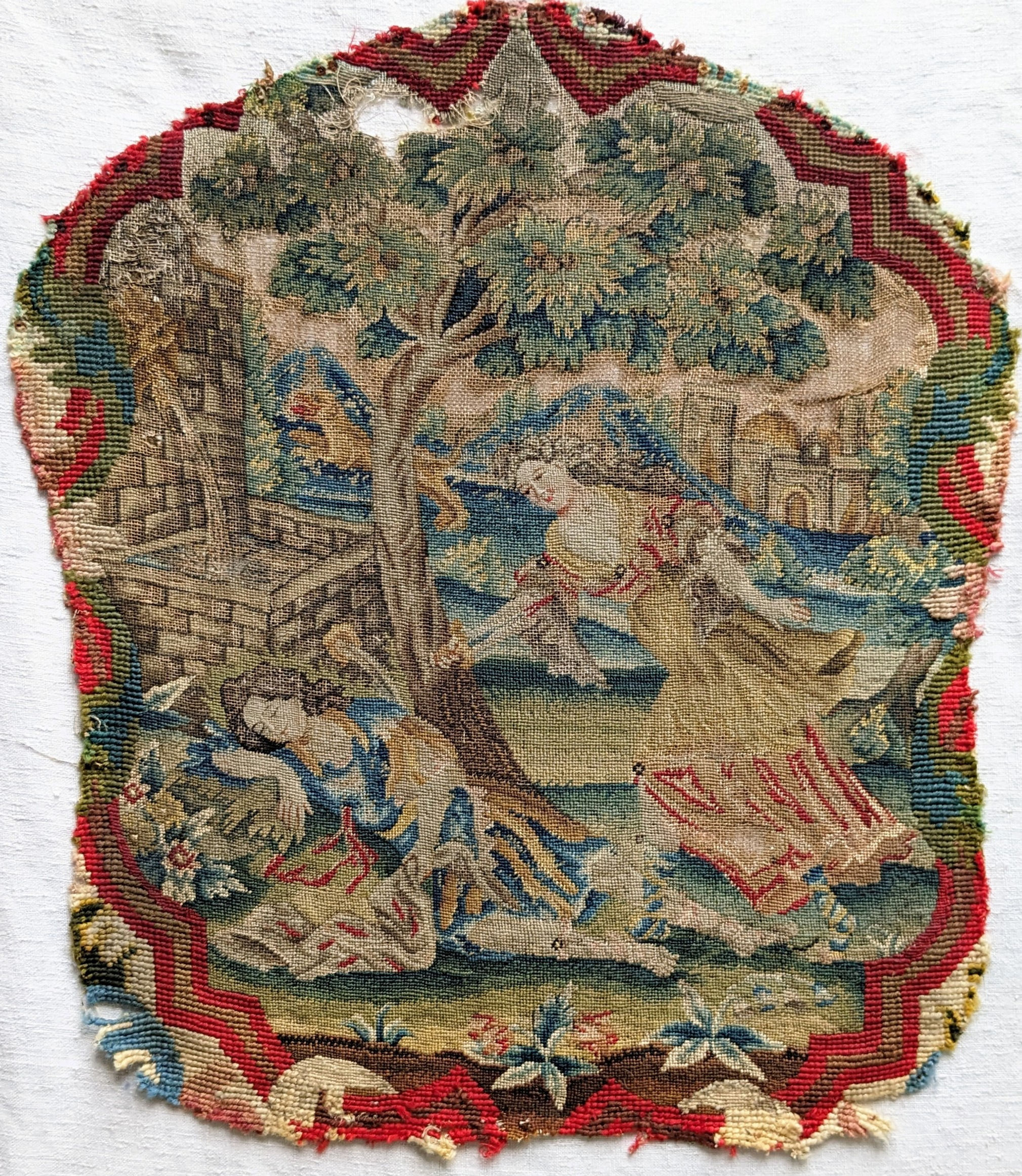 An 18th Century French Needlework Cover Two Figures