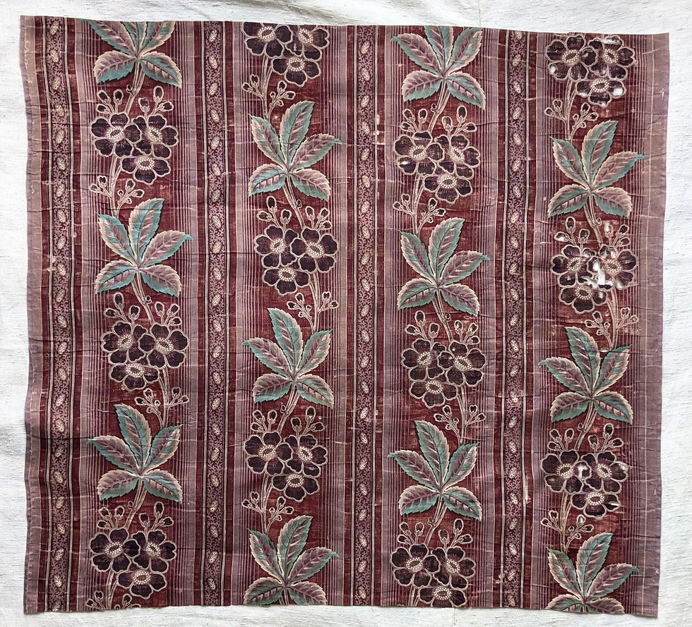 Thumbnail: A 19th Century French Cotton Roll Print Fabric Florals & Leaves