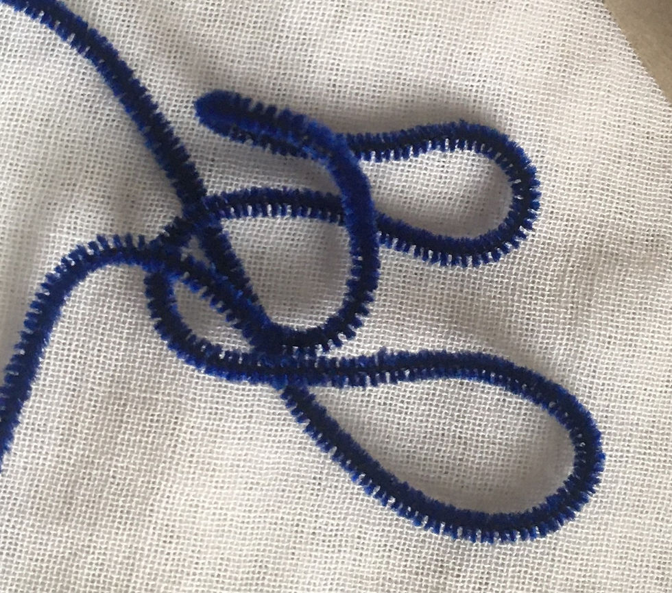 Cardboard Spool of Vintage Deep Blue Cottom Chenille Thread